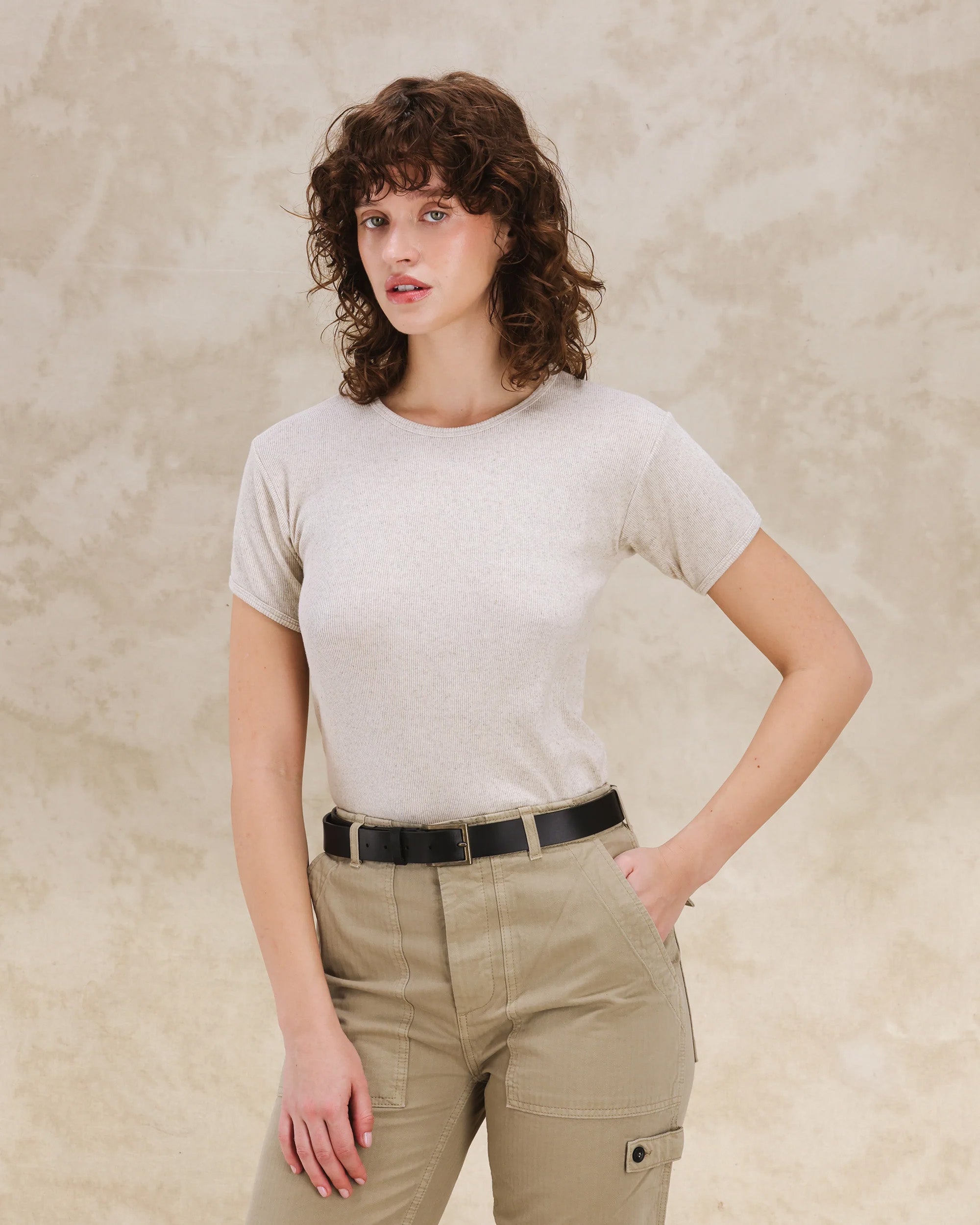 Courtney T-Shirt in Cotone Lino a Coste