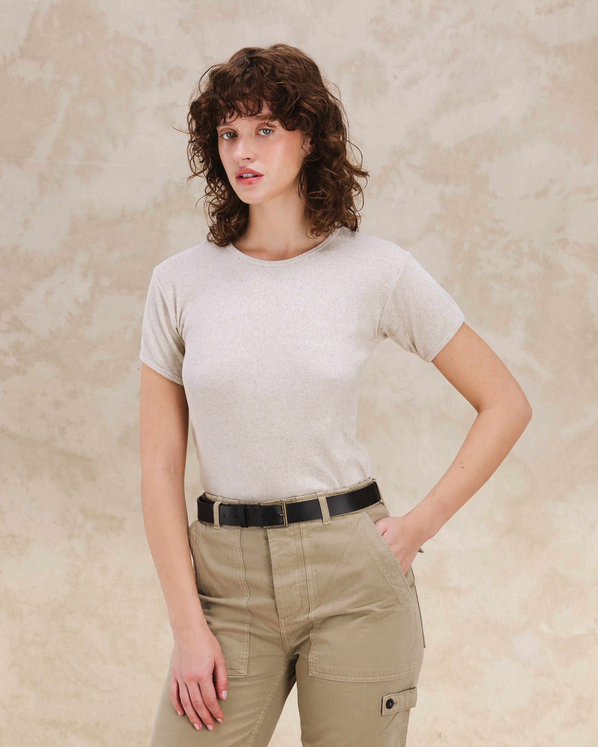 Courtney T-Shirt in Cotone Lino a Coste