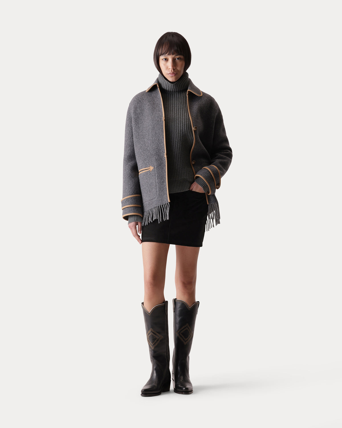 Danika Cappotto In Lana Con Frange