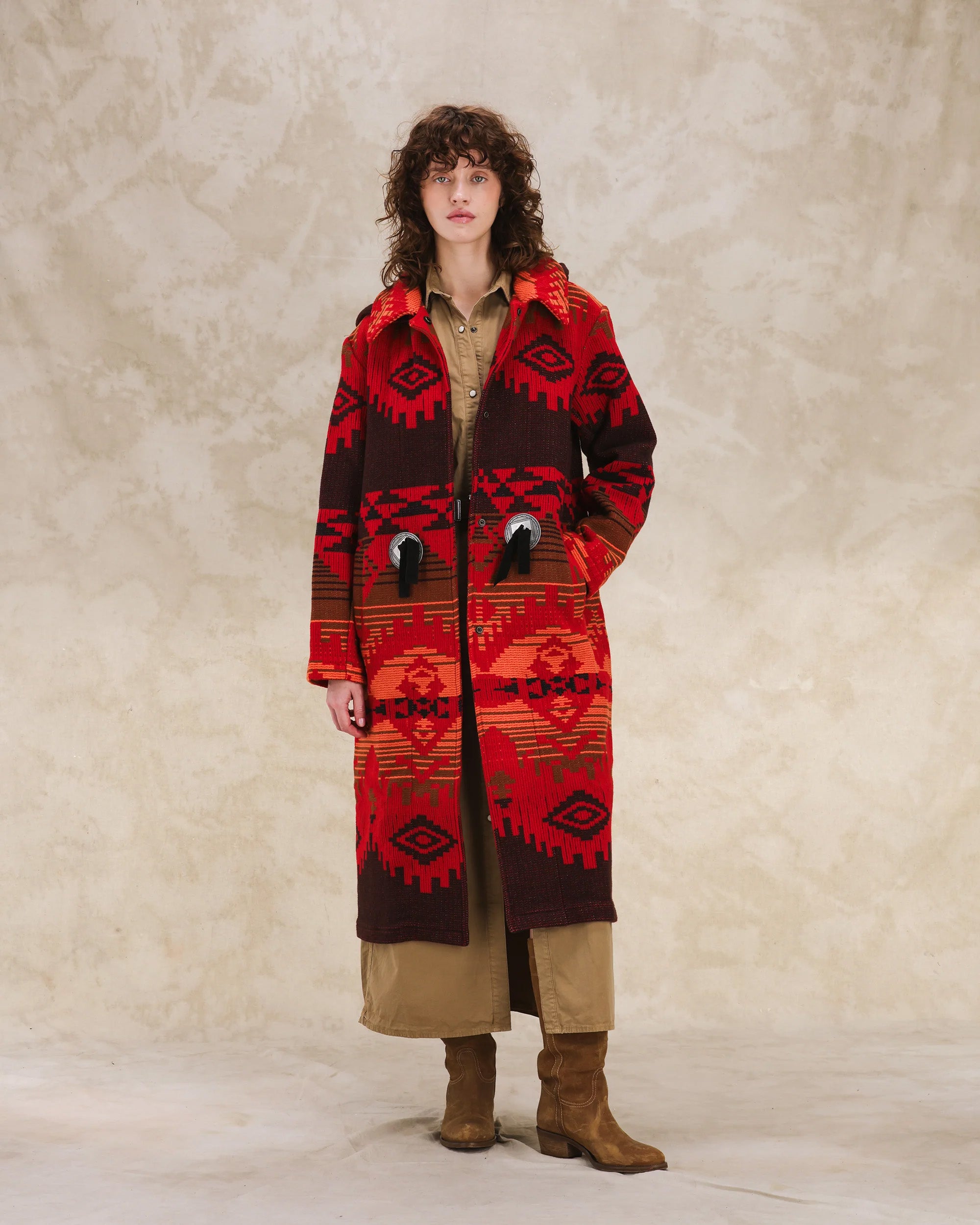 Flick Jacquard Wool Coat