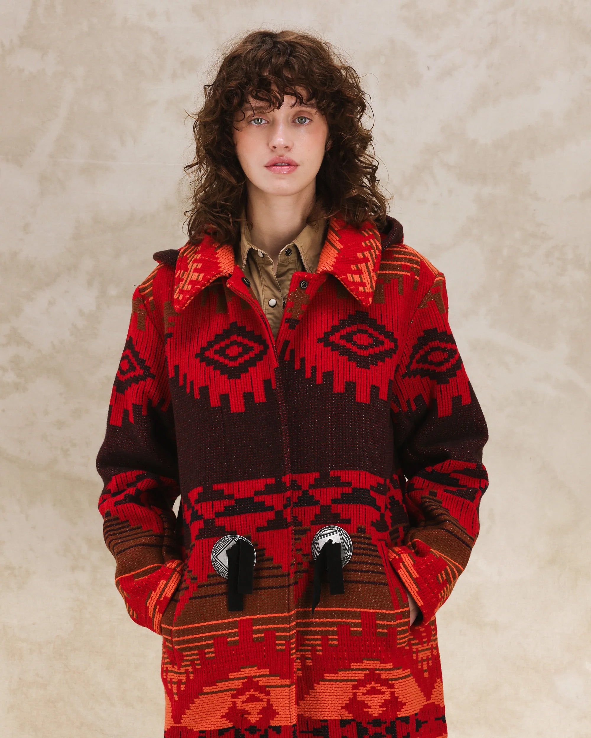 Flick Jacquard Wool Coat