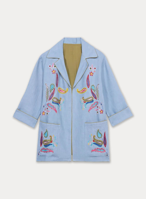 Flos Overcoat Linen Embroidered