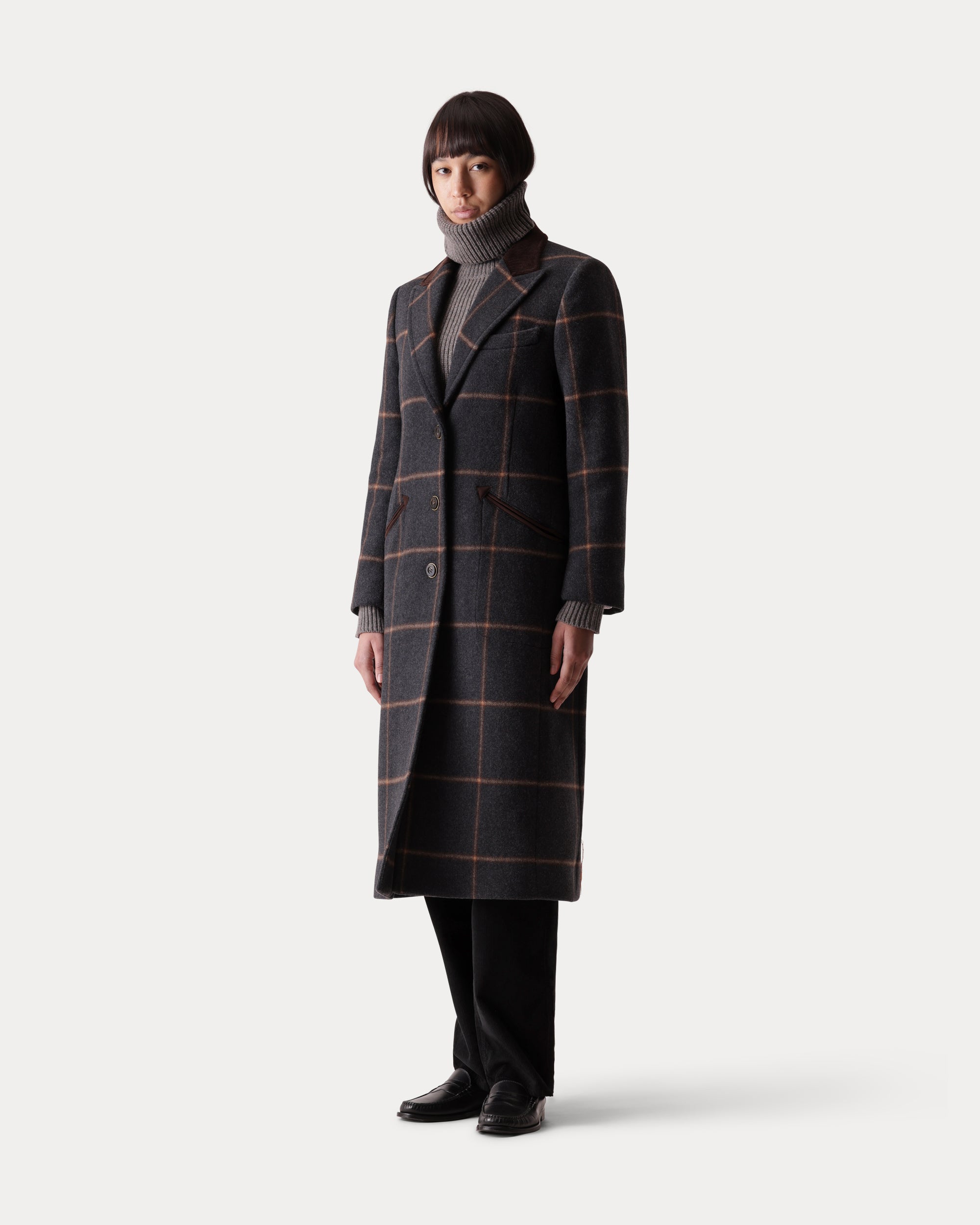 Flossie Plaid Single-Breasted Wool Coat