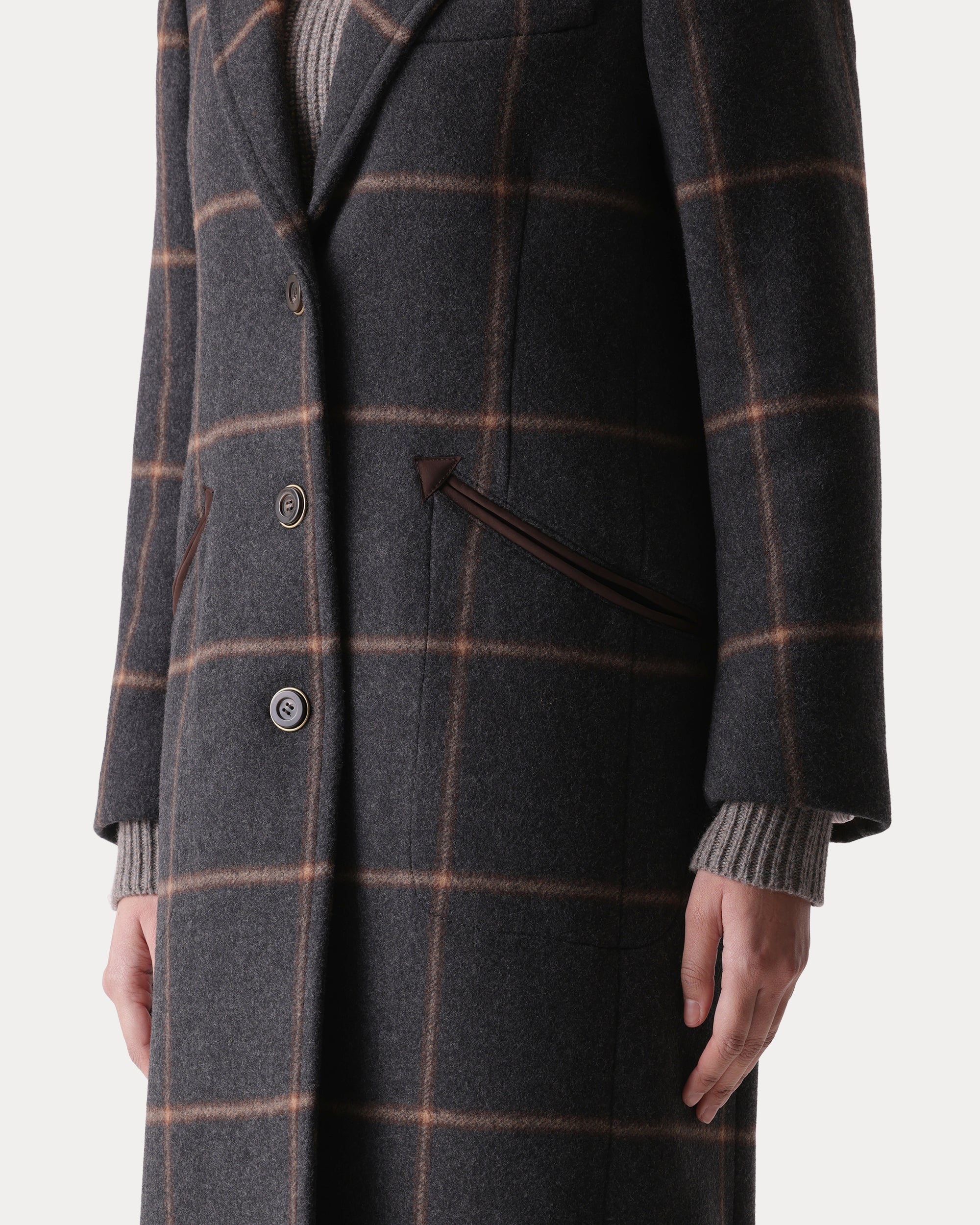 Flossie Plaid Single-Breasted Wool Coat