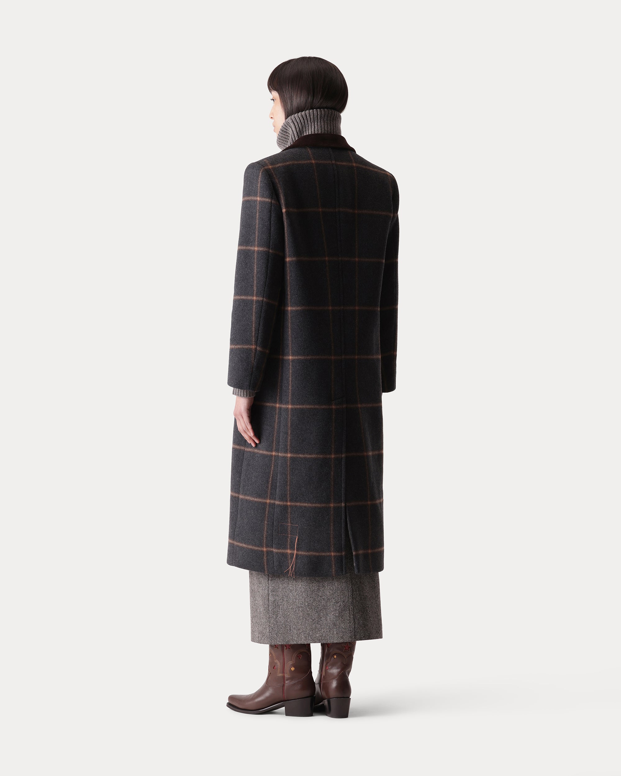 Flossie Plaid Single-Breasted Wool Coat