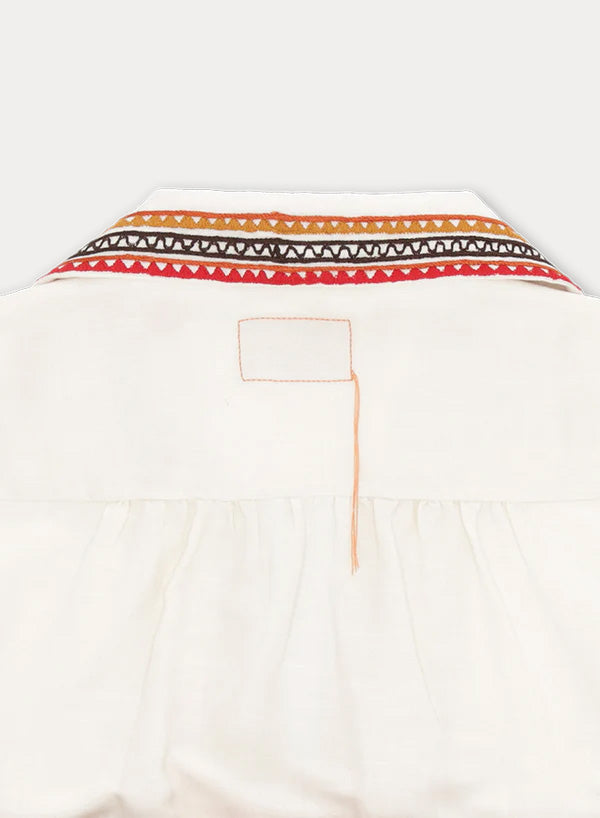 Gea Short Embroidered Linen Dress