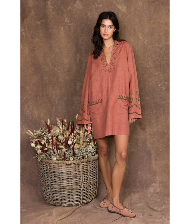Genevieve Abito Midi in Cotone Ricamato