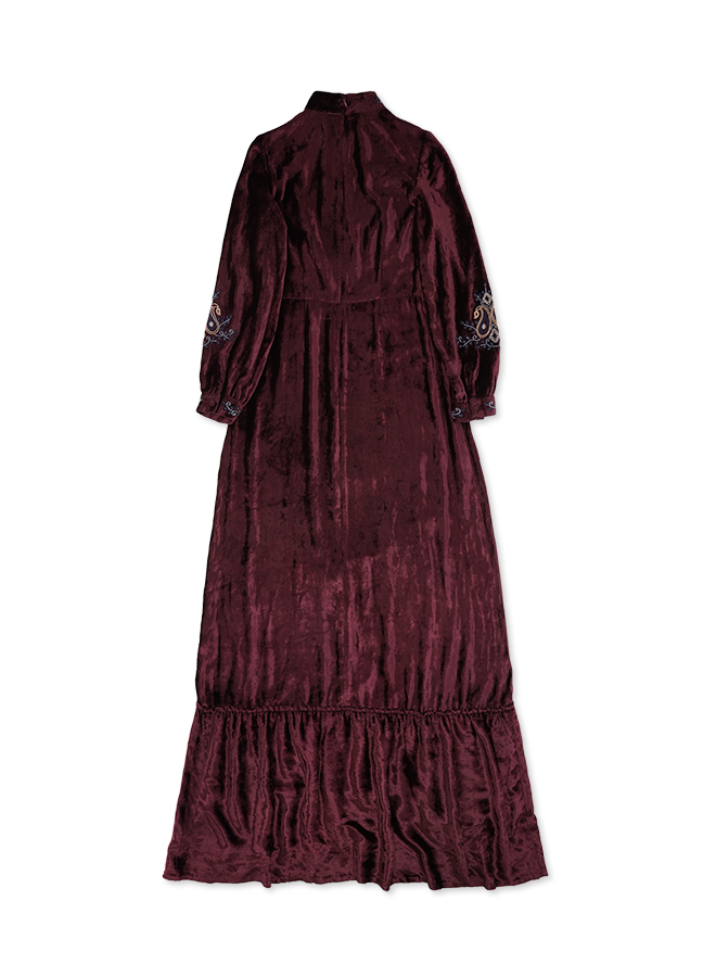 Georgine Maxi Abito In Velluto Con Ricami