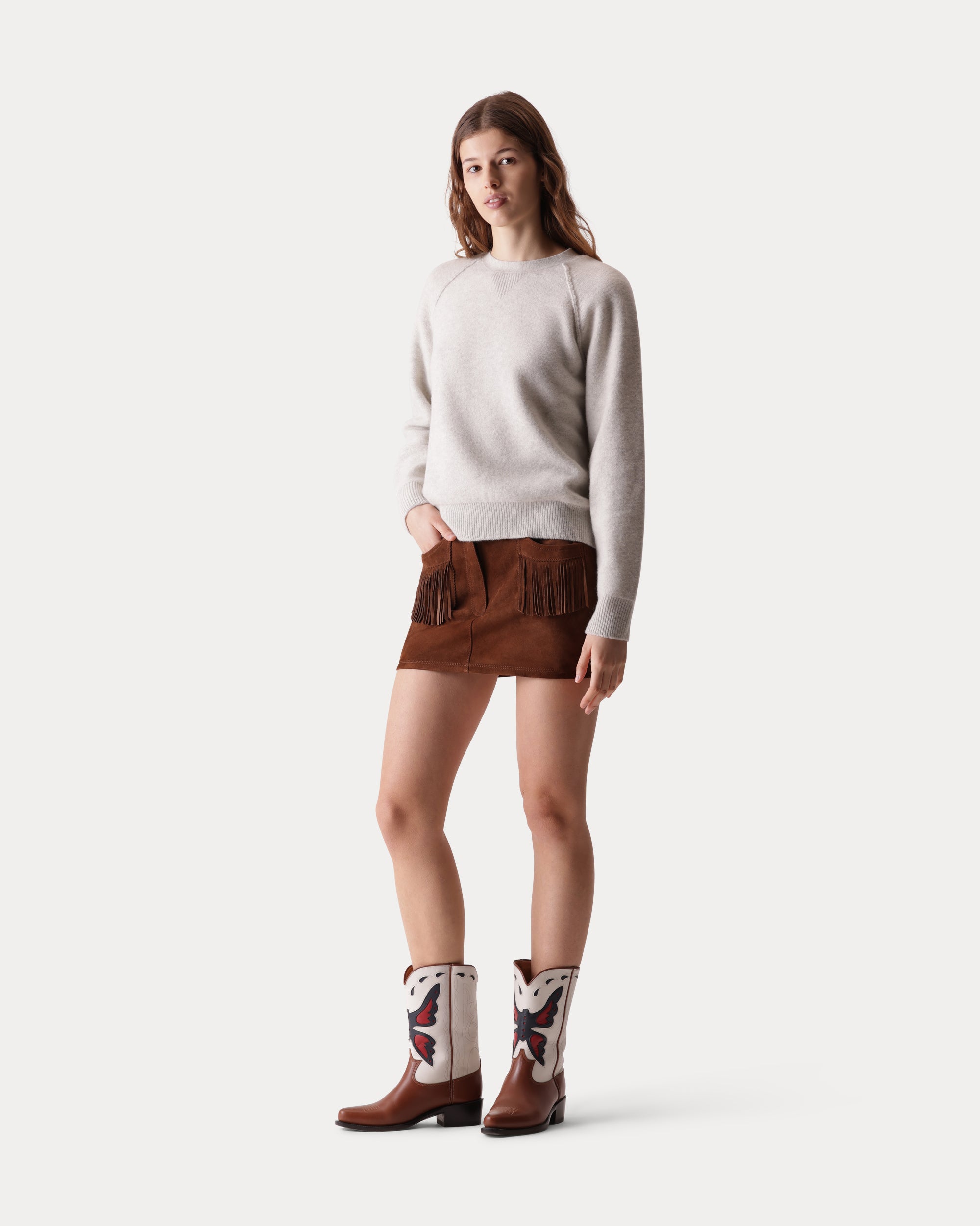 Harvard Crew Neck Wool Sweater with Raglan Sleeves