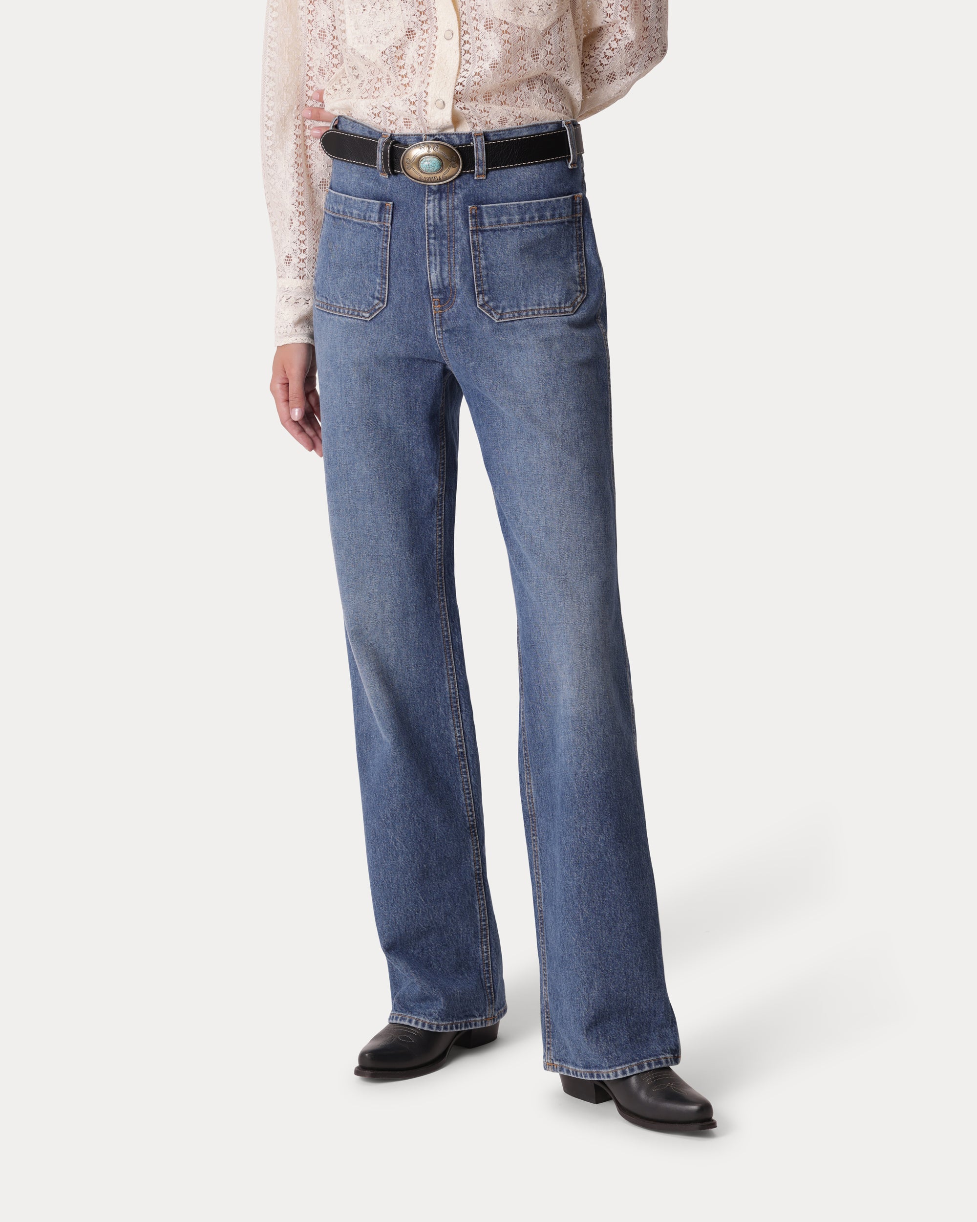 Jane Bootcut Denim Pants Stone Wash