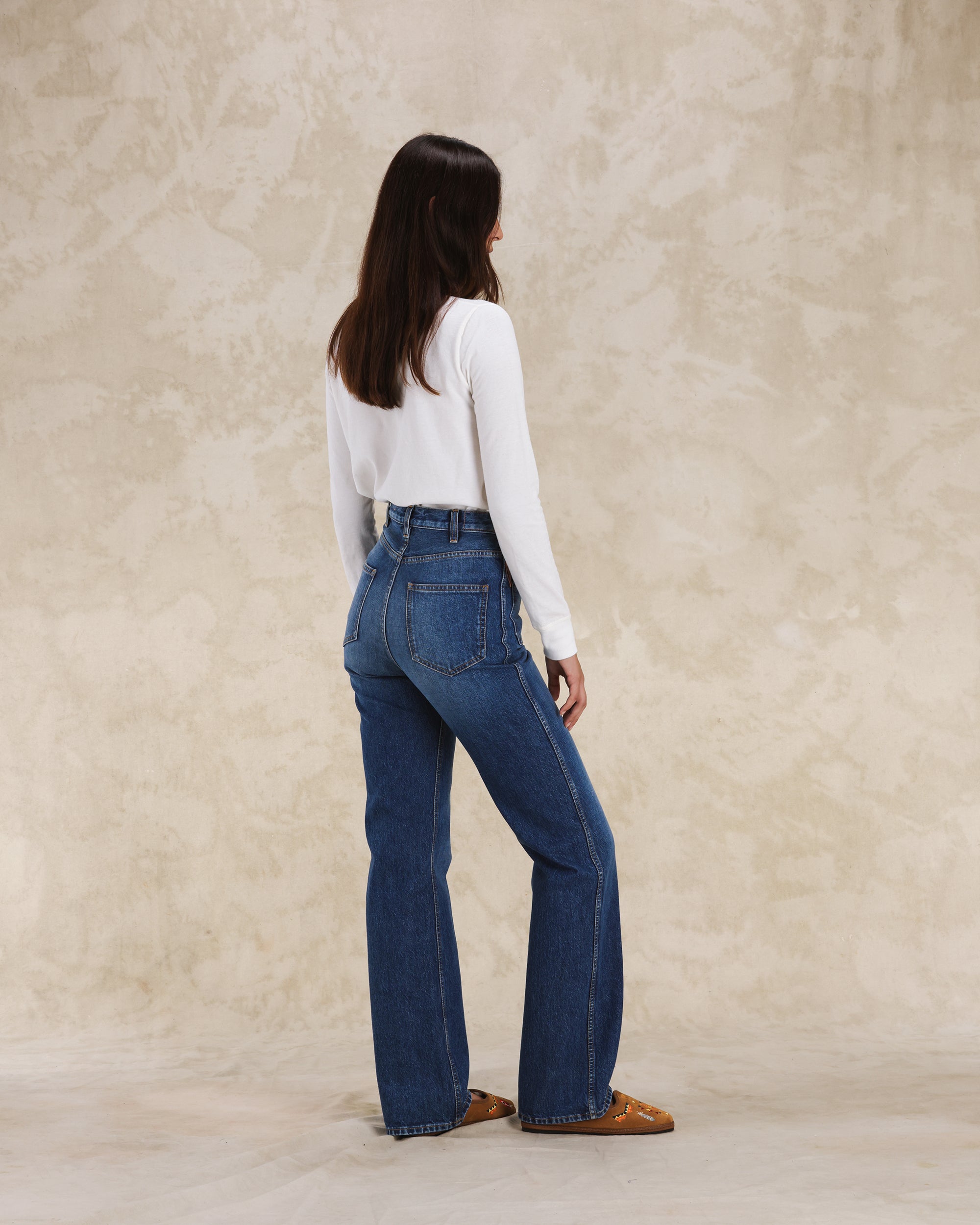 Jane Pantaloni Bootcut In Denim Stone Wash