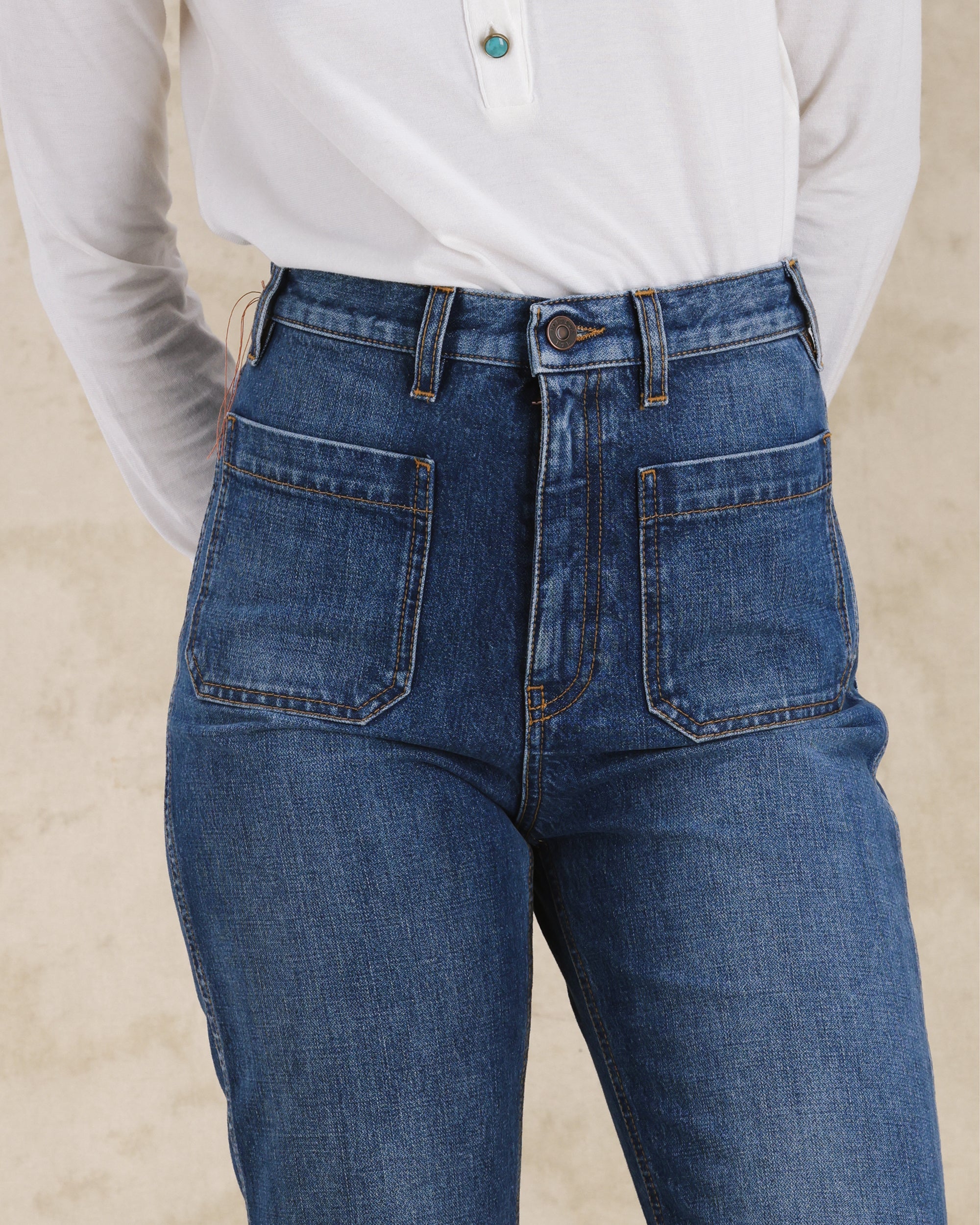 Jane Pantaloni Bootcut In Denim Stone Wash