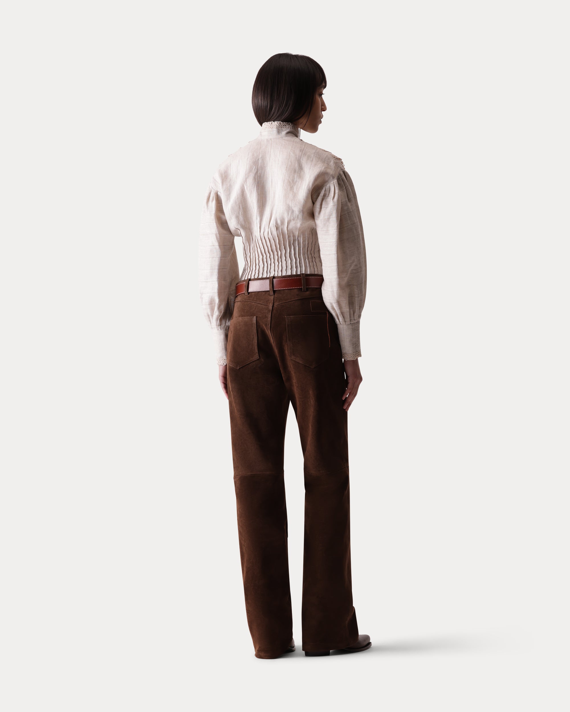 Jane Pantaloni In Pelle Scamosciata