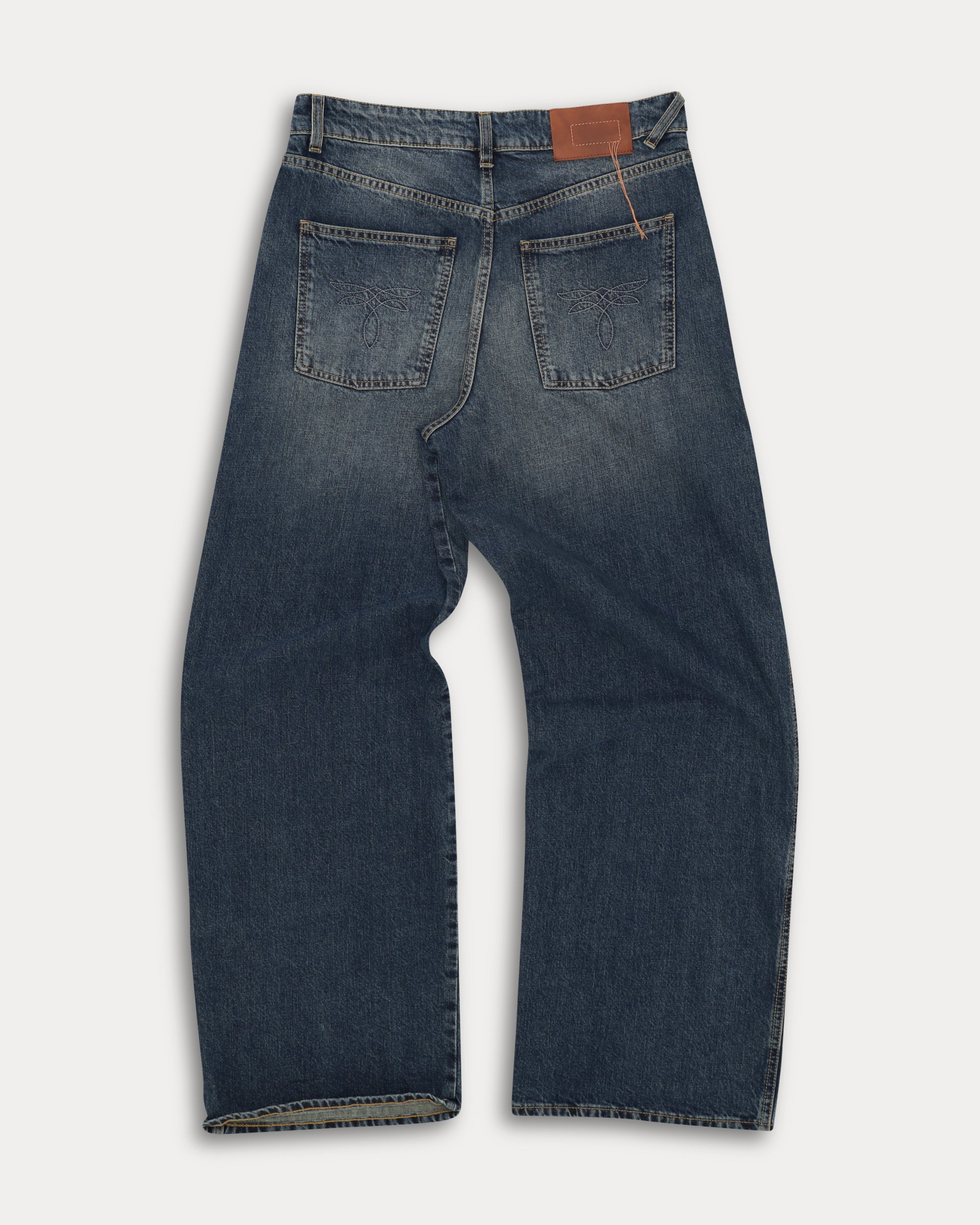 JaronLow Wide Leg Stone Wash Denim Trousers