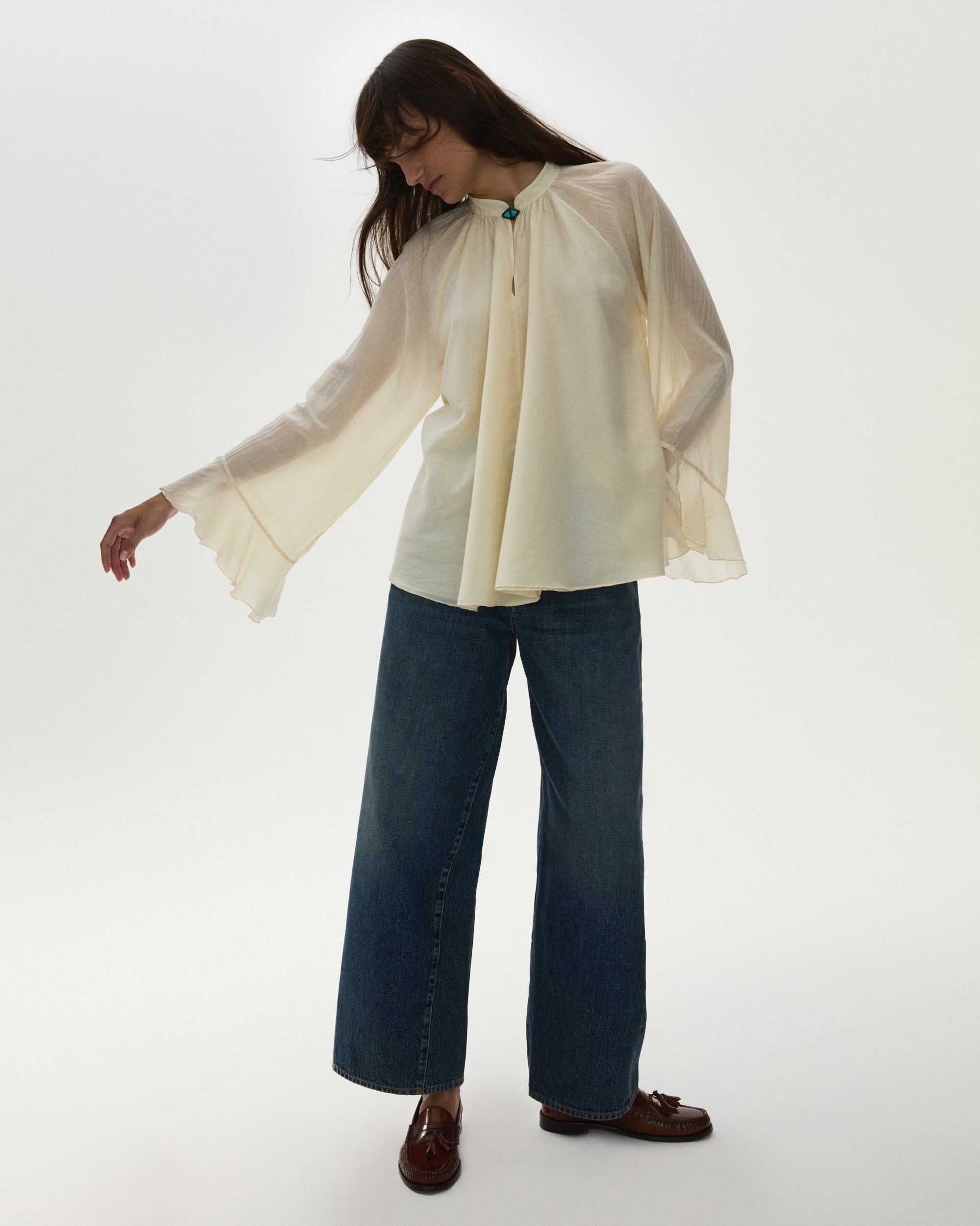 Jaron Pantaloni Gamba Ampia In Denim Bleach Wash