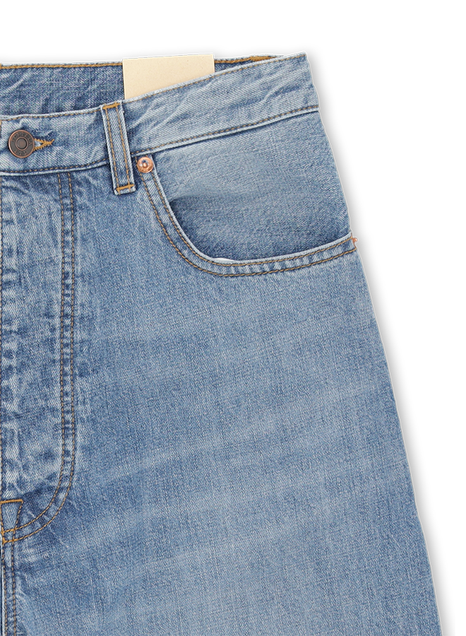 Jaron Pantaloni Gamba Ampia In Denim Bleach Wash