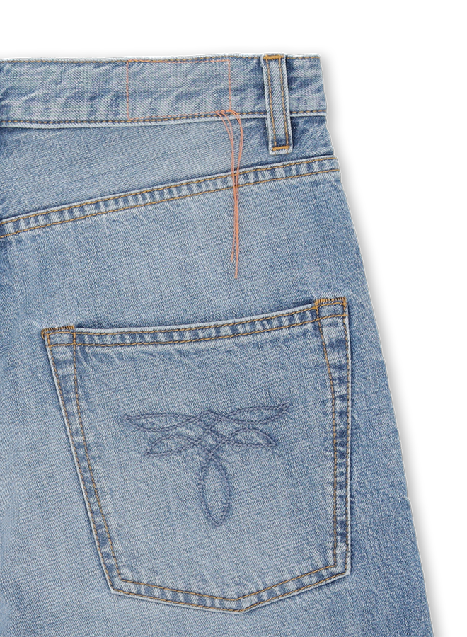 Jaron Pantaloni Gamba Ampia In Denim Bleach Wash