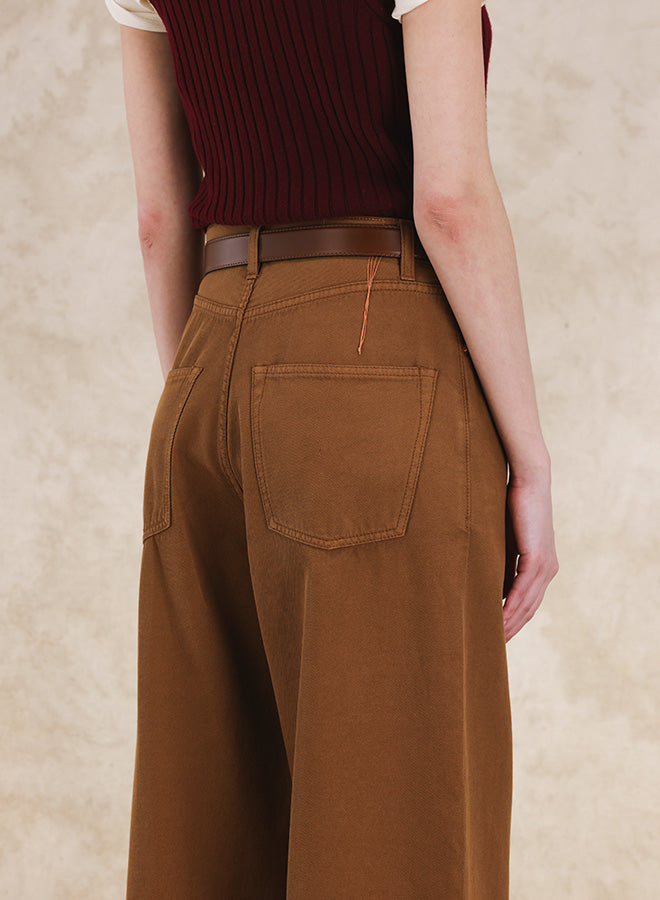 Jaron Pantaloni Gamba Ampia Lana E Cotone