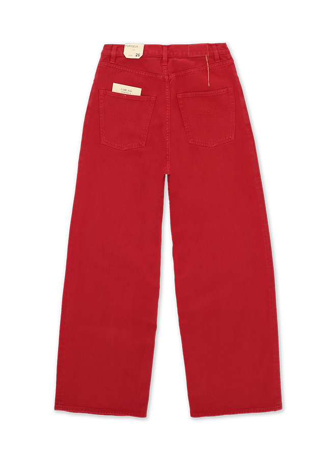 Jaron Pantaloni Gamba Ampia In Twill Di Cotone