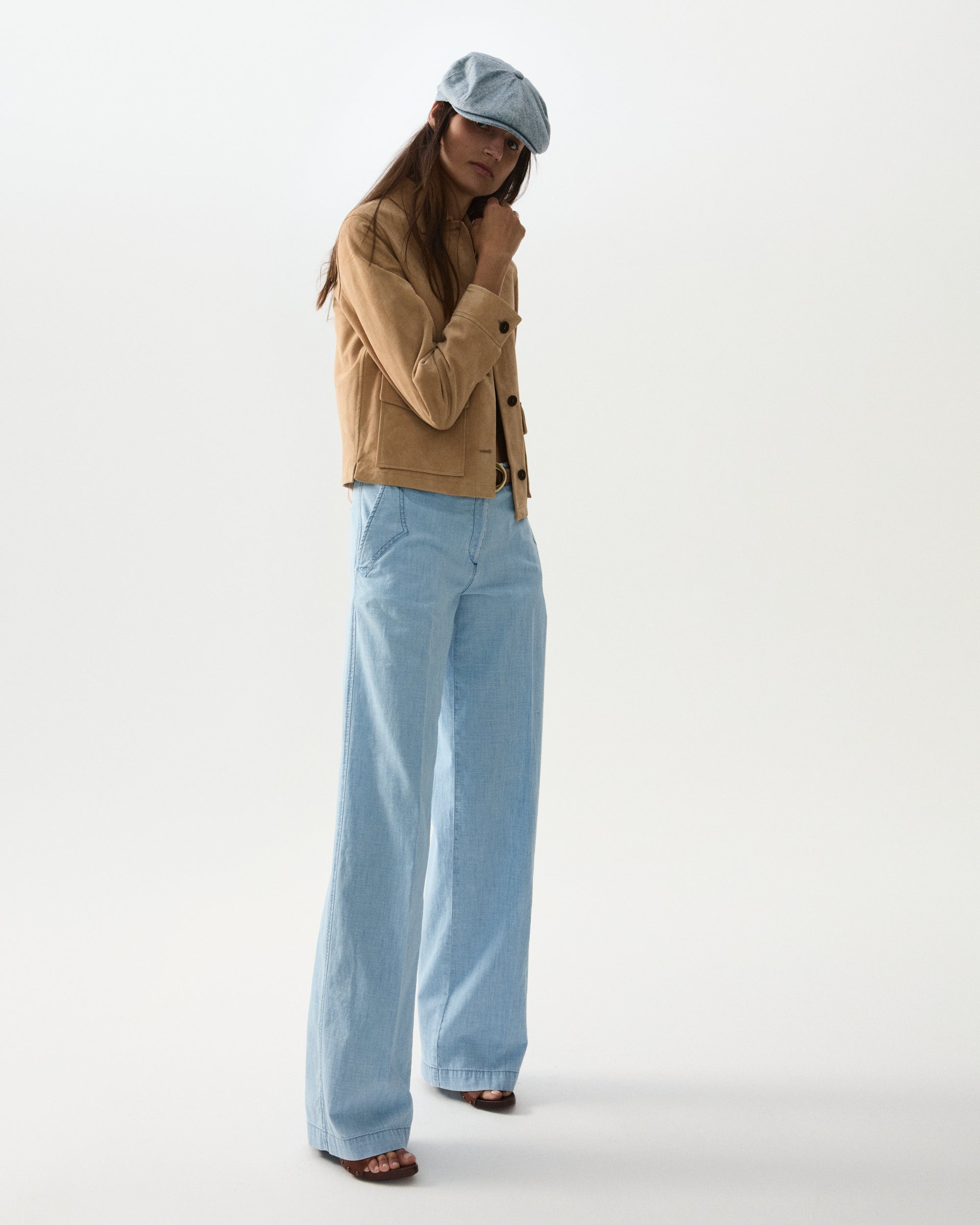 Jelene Pantaloni In Chambray Custom Wash