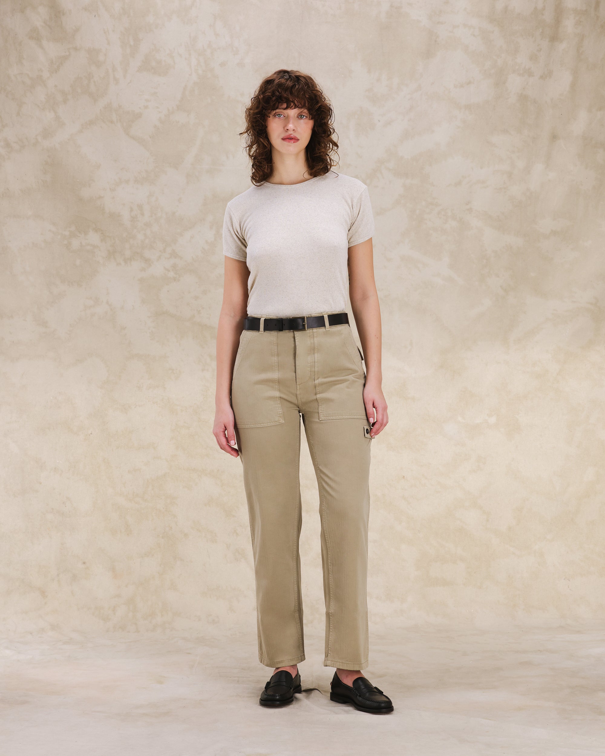 Jerryt Pantaloni Fatigue In Herringbone Di Cotone