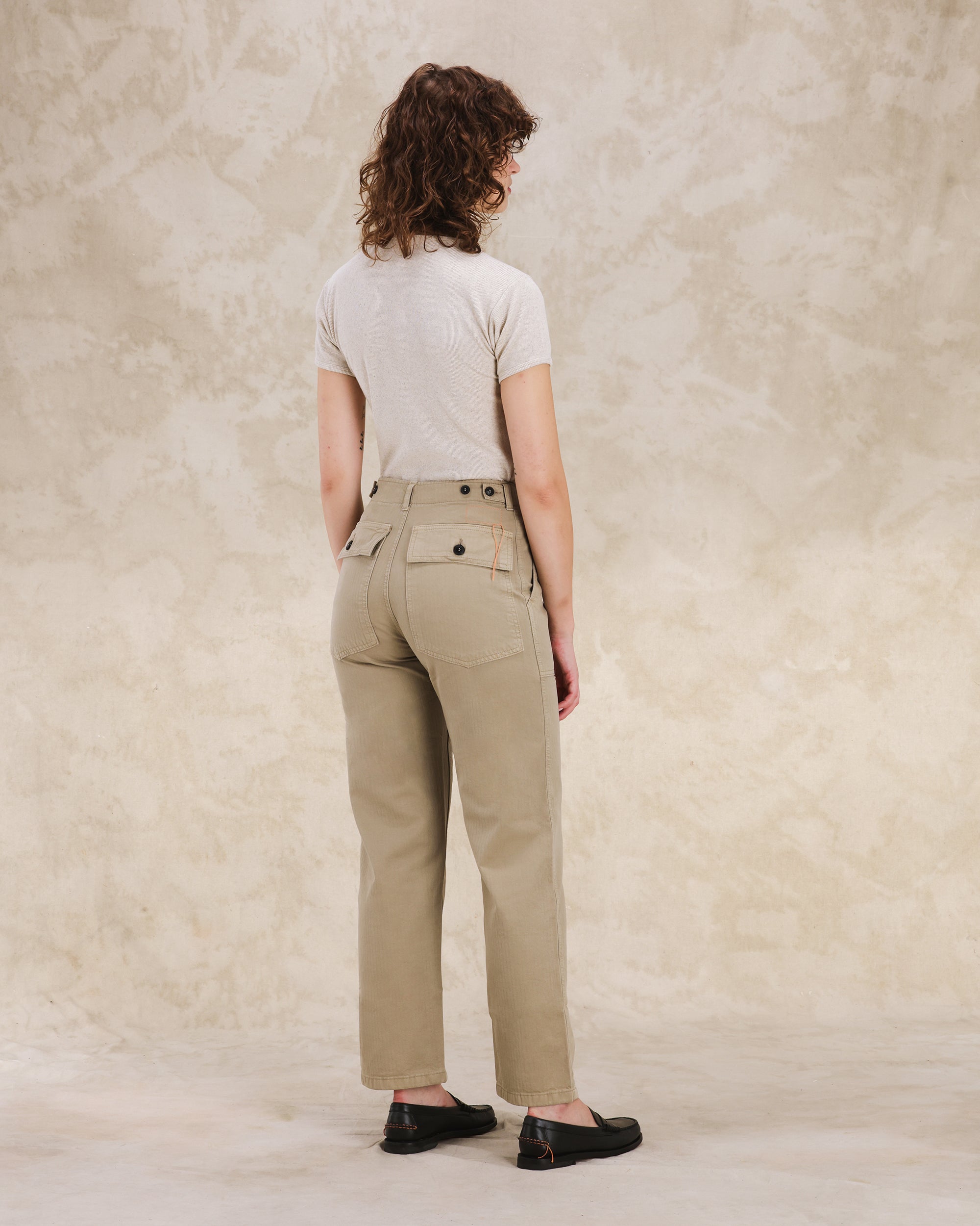 Jerryt Pantaloni Fatigue In Herringbone Di Cotone