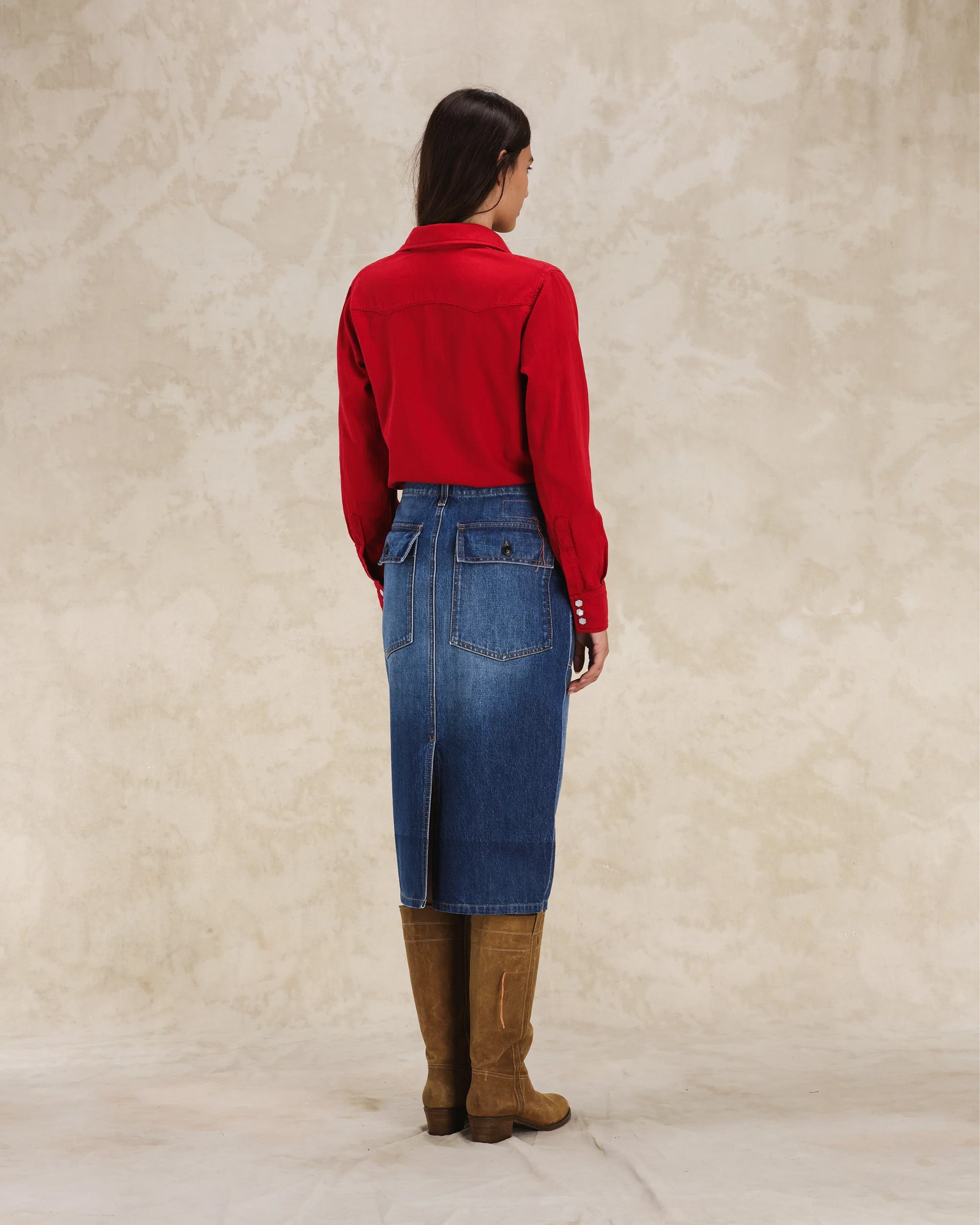 Jia Denim Fatigue Skirt Custom Wash