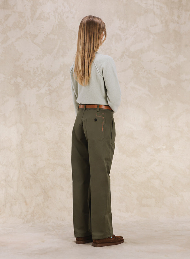 Judy Pantaloni in Gabardine di Cotone con Pences