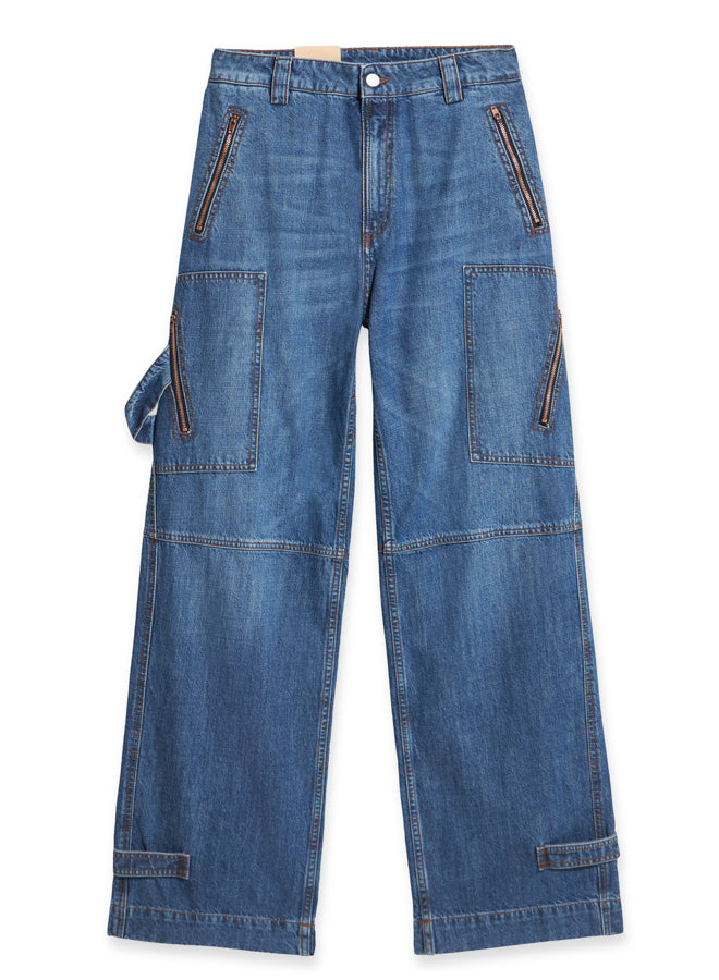 Juniaj Pantaloni Cargo In Denim Custom Wash