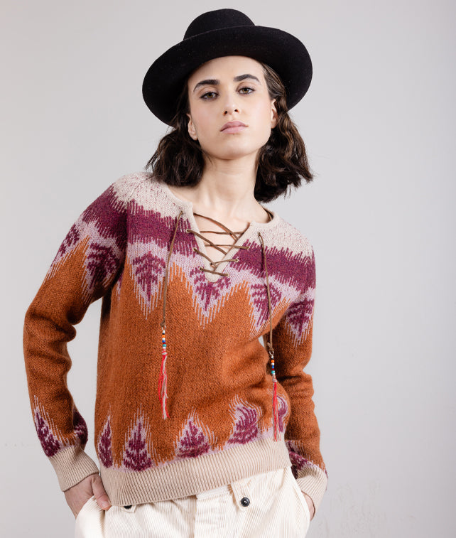 Leanne Maglione Girocollo Misto Lana Jacquard