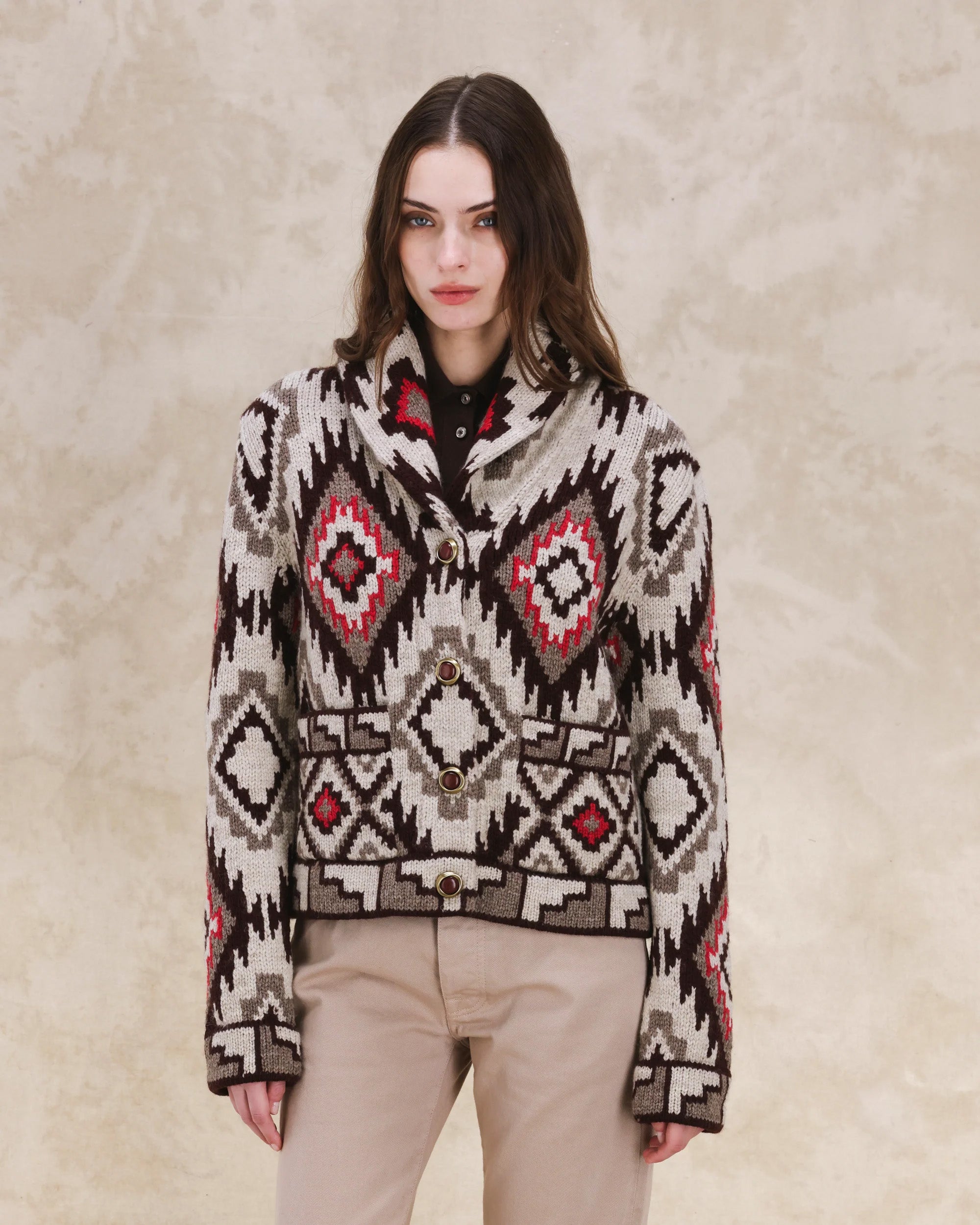 Lydie Cardigan In Lana Motivo Navajo