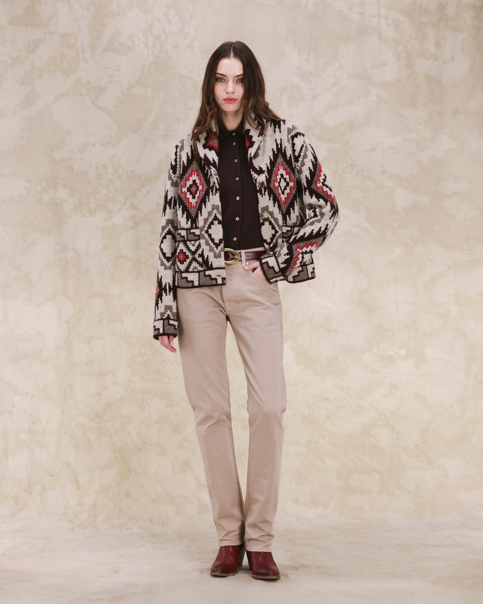 Lydie Cardigan In Lana Motivo Navajo