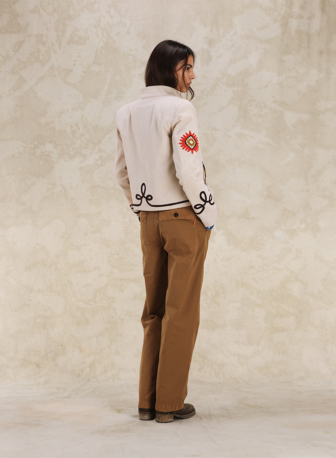 Marine Giacca Bolero in Cotone Con Ricami