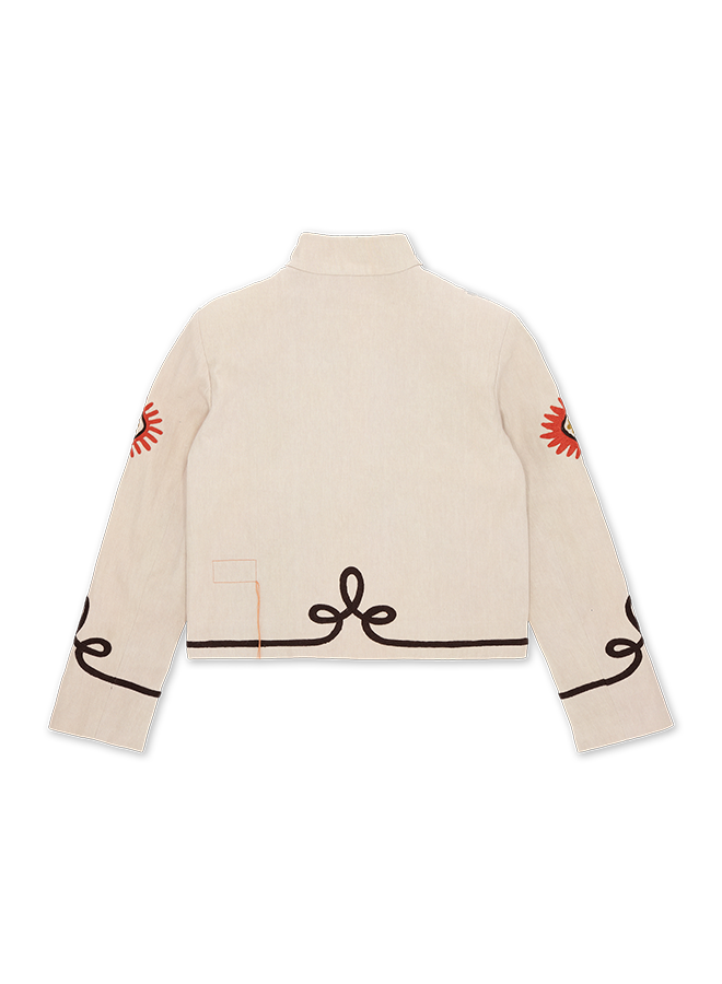 Marine Giacca Bolero in Cotone Con Ricami