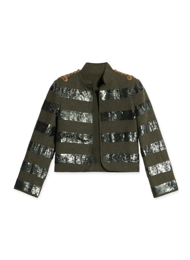 Marine Giacca In Lana Con Pailettes