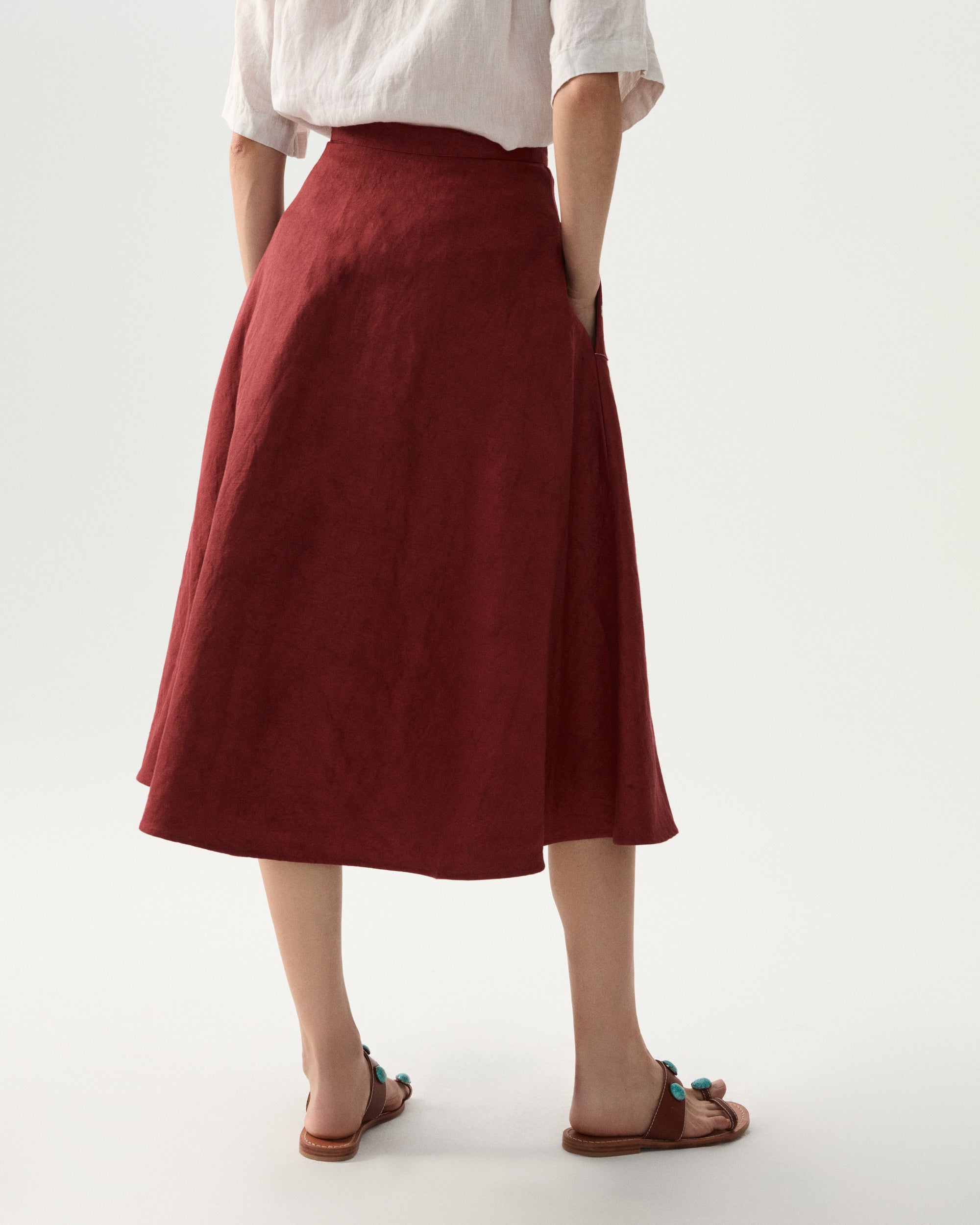 Nicole Linen Skirt With Embroidery