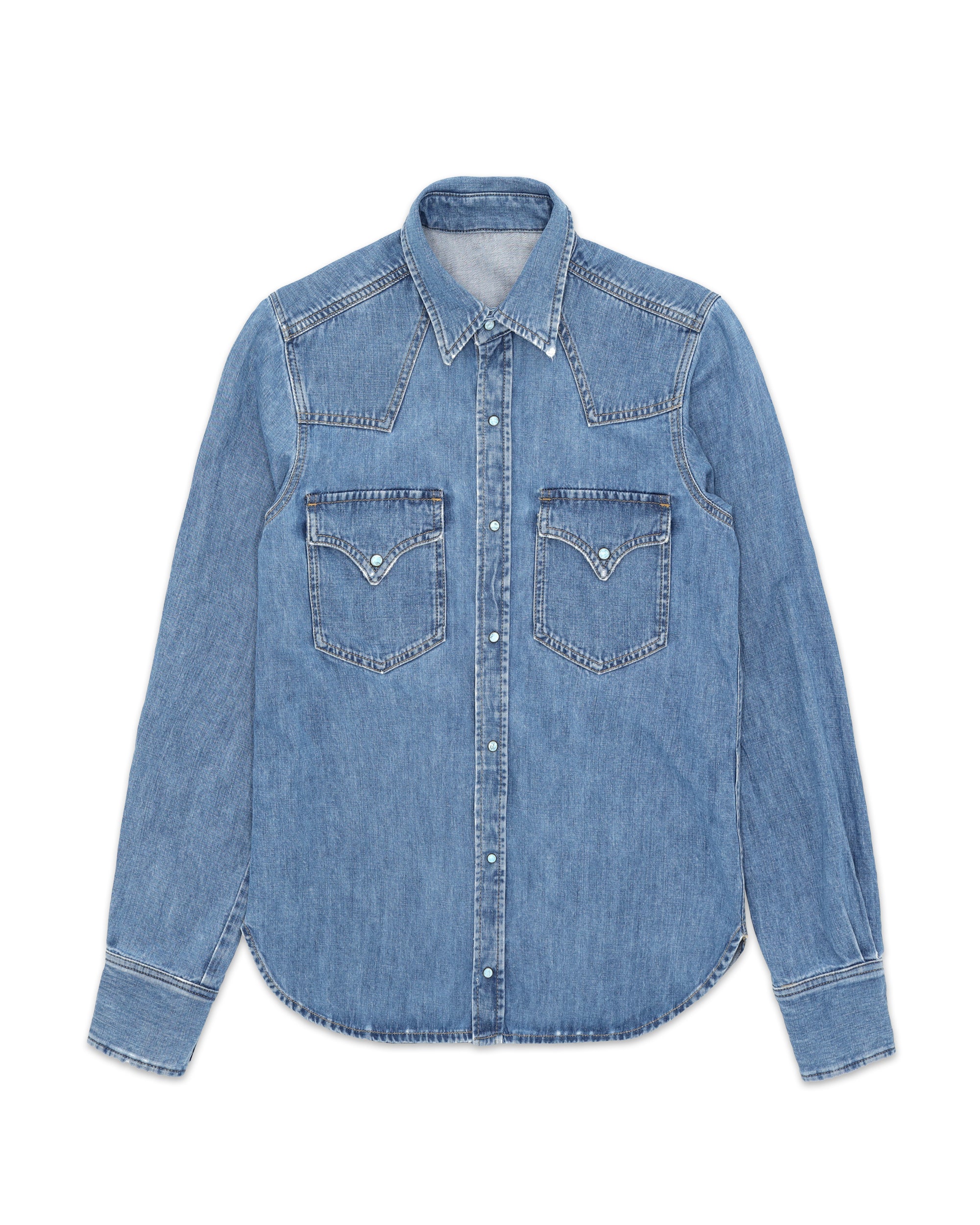 Ntex Camicia Texana In Denim Custom Wash