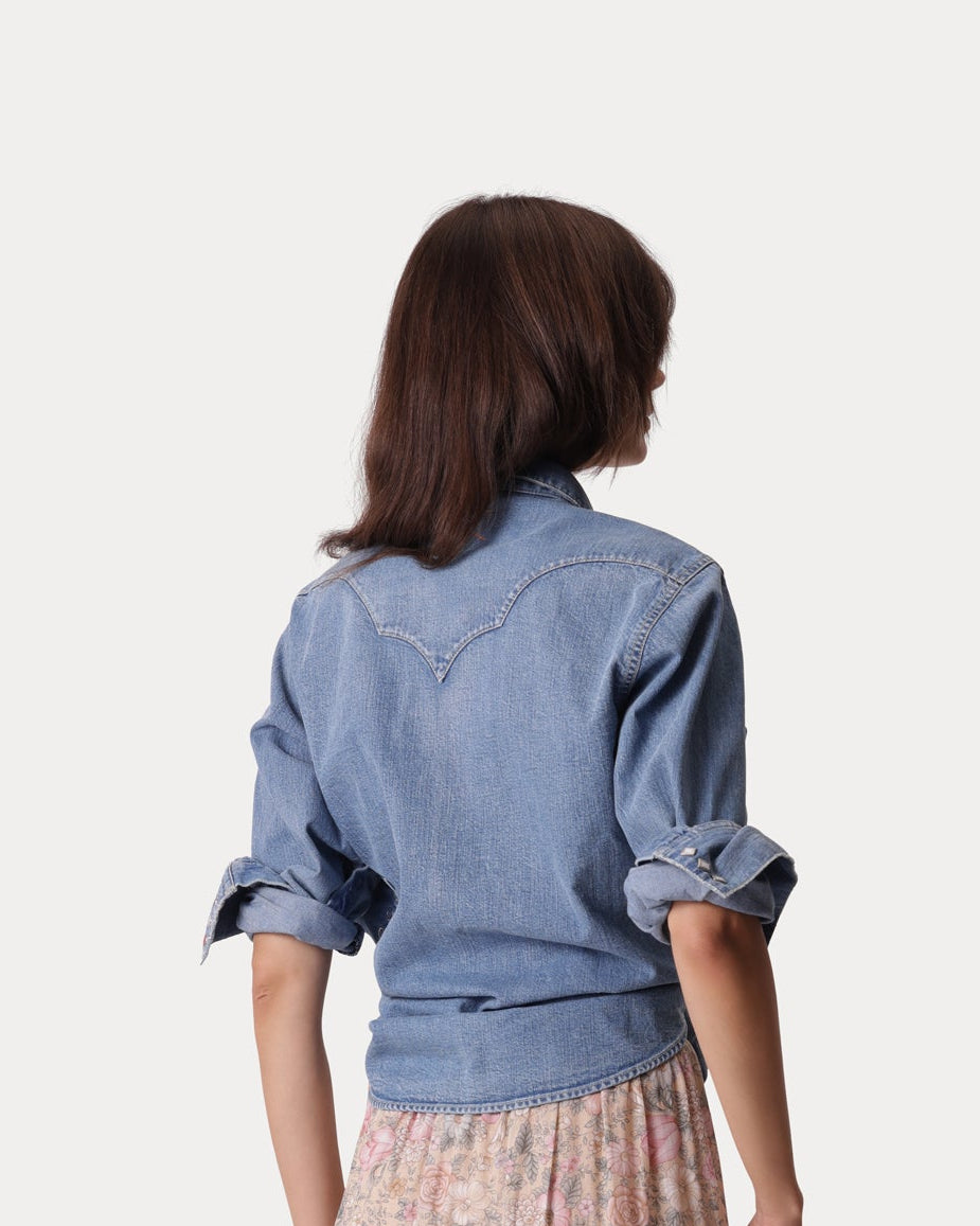 Redford Western Shirt in Japan Denim Stone Wash