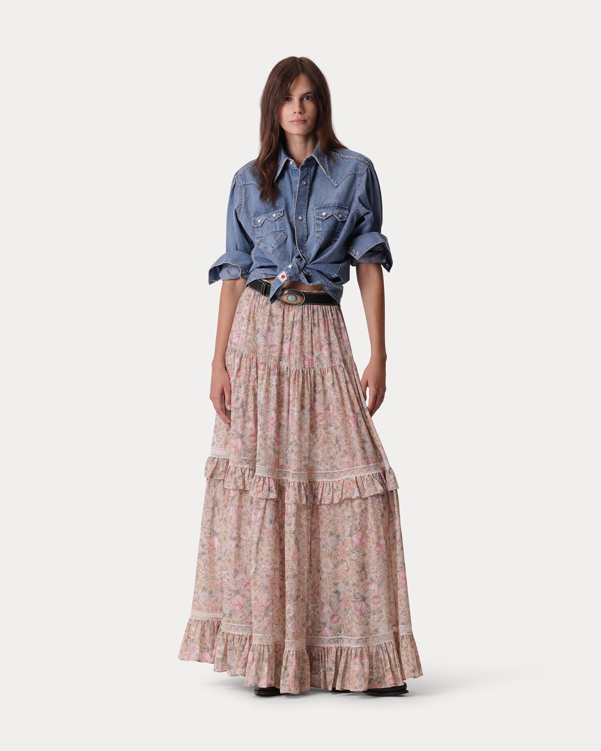 Redford Western Shirt in Japan Denim Stone Wash