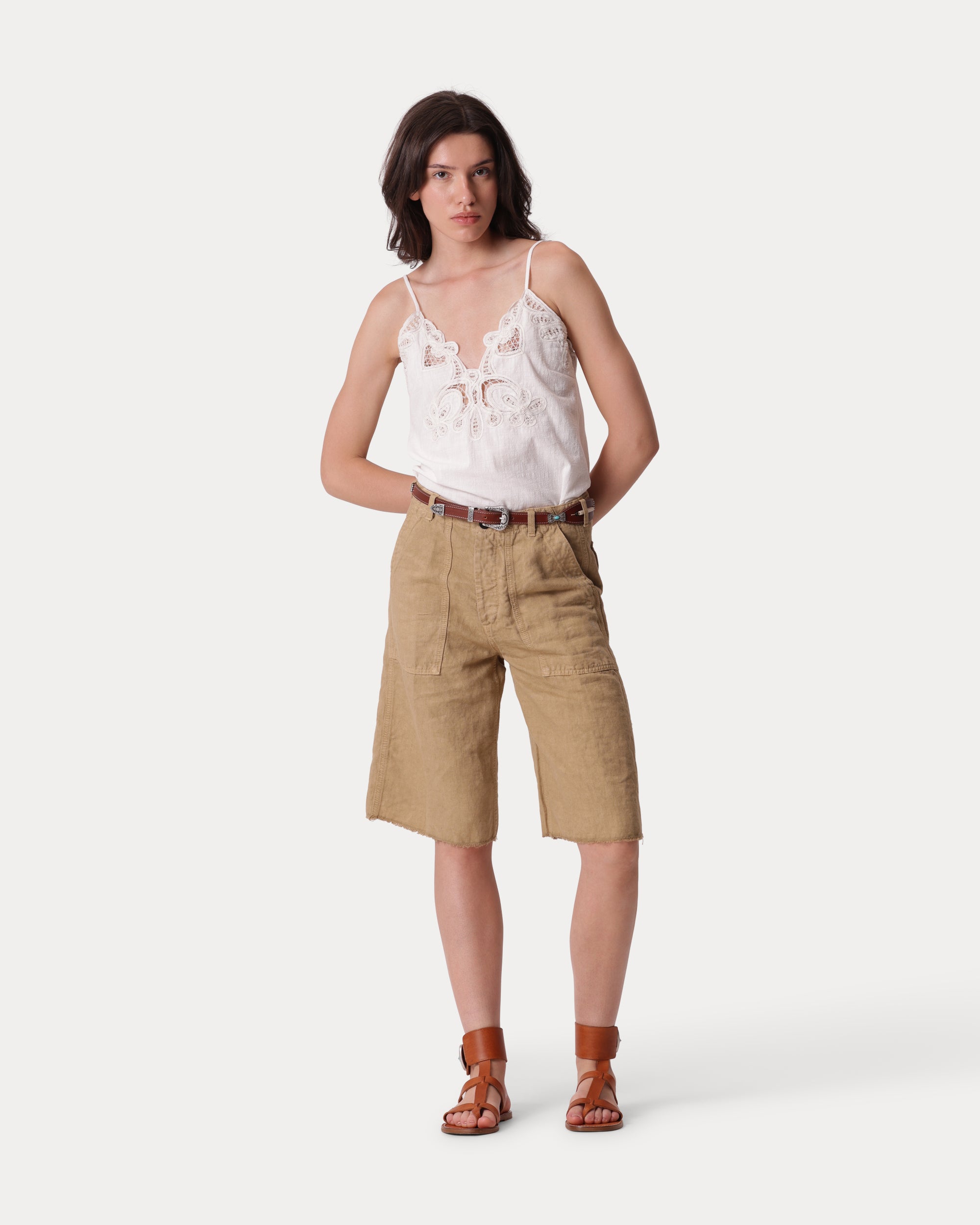 Simone Linen Fatigue Shorts