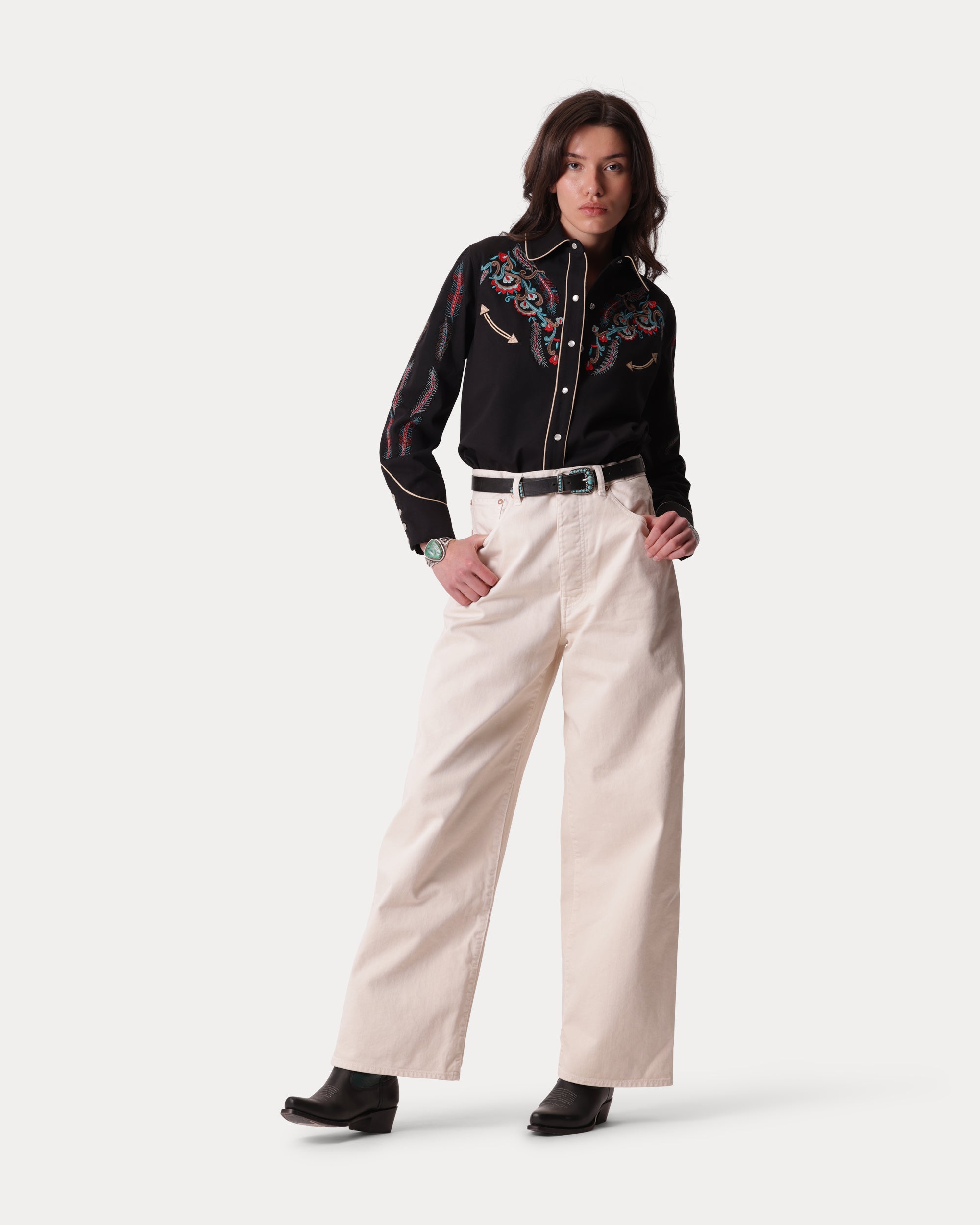 Taissa Embroidered Cotton Twill Shirt