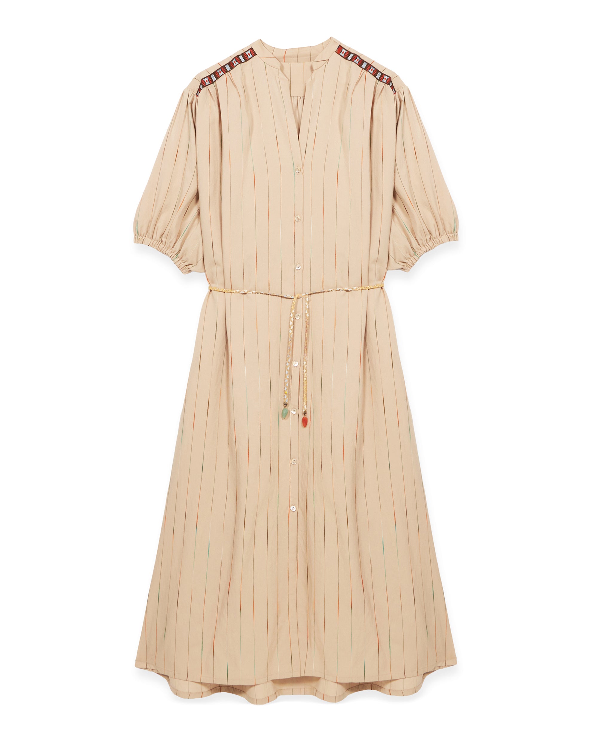 Vera Abito con Ricami con Motivo a Righe