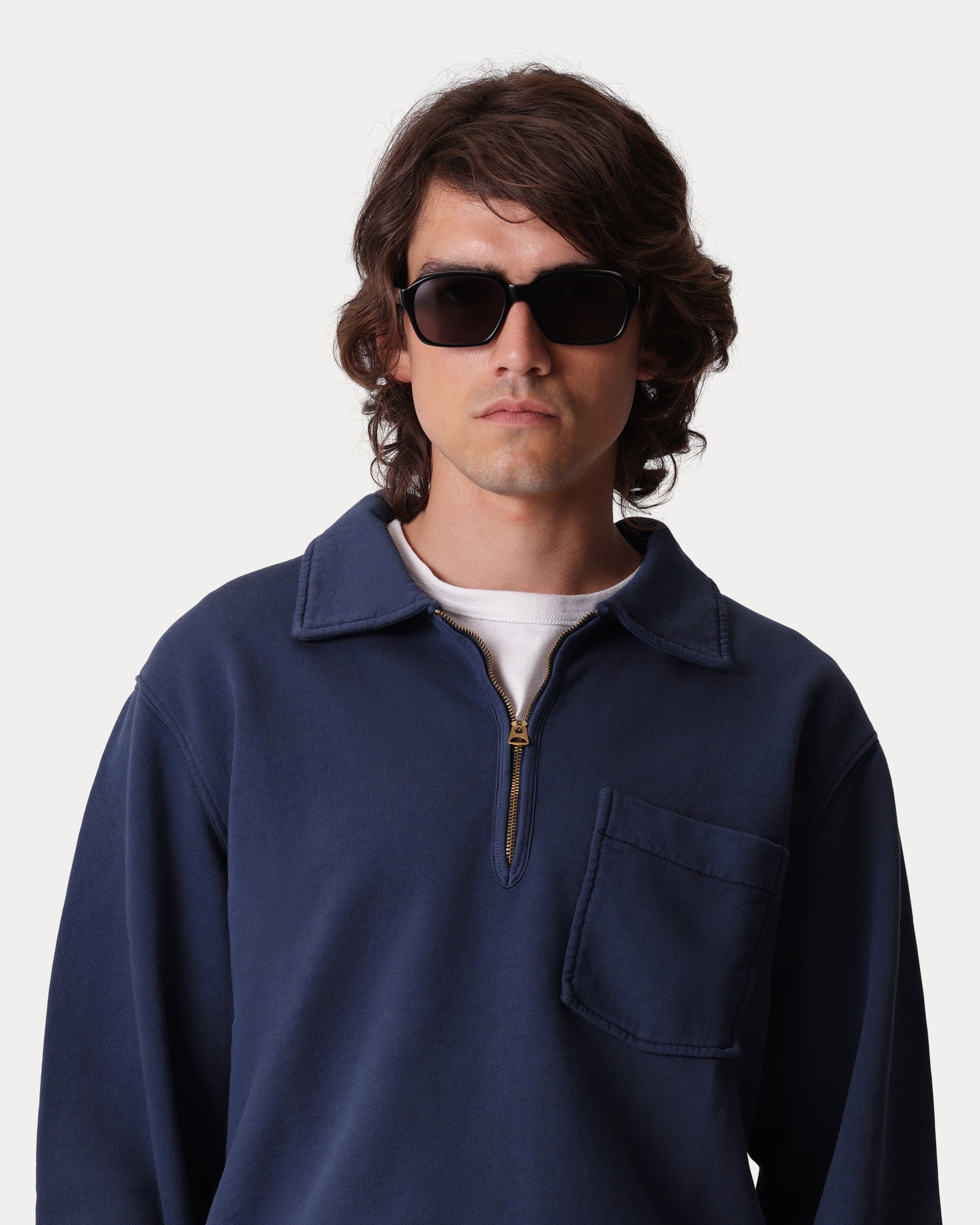 Yale Brushed Jersey Quarter Zip Collared Sweatshirt