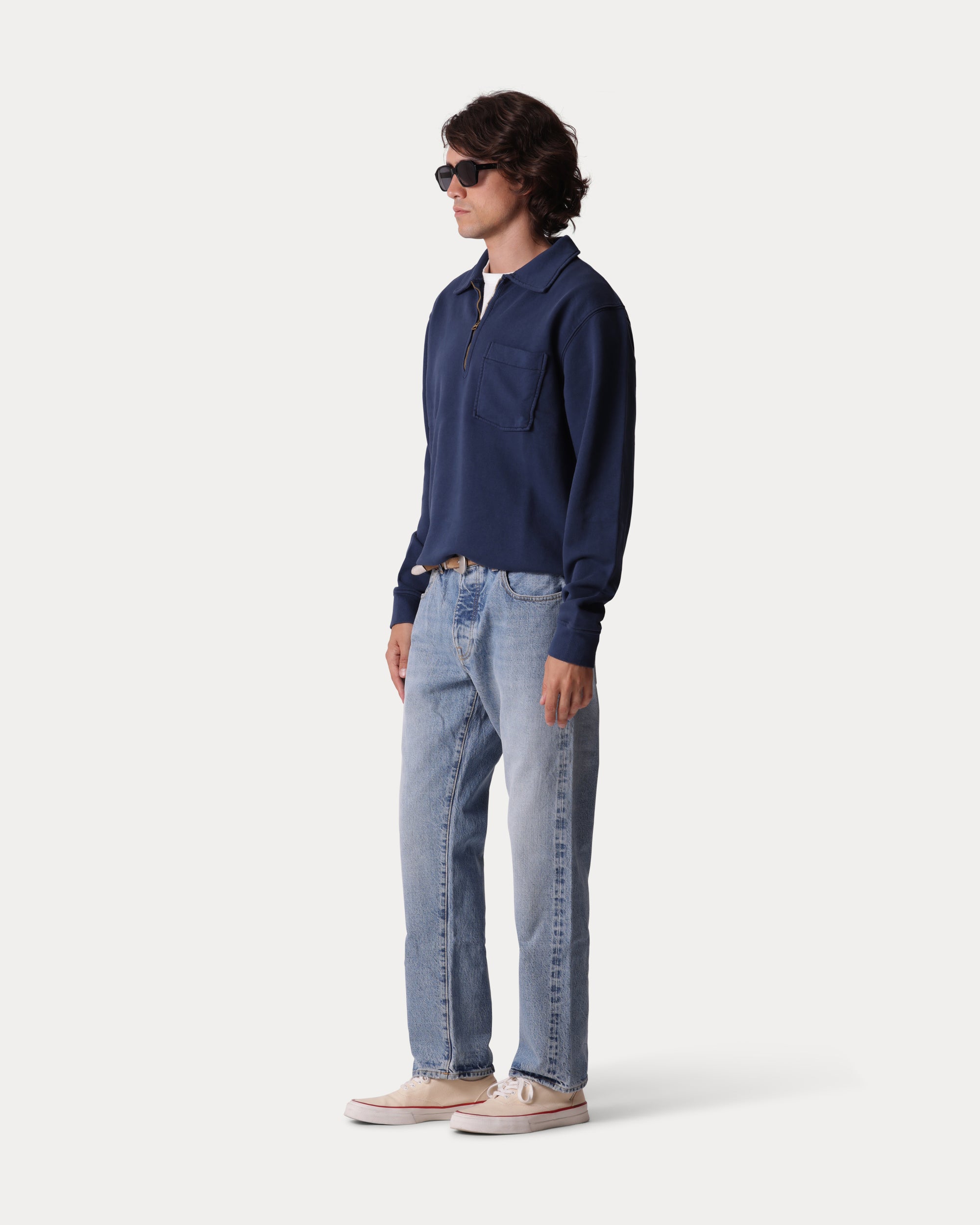 Yale Brushed Jersey Quarter Zip Collared Sweatshirt