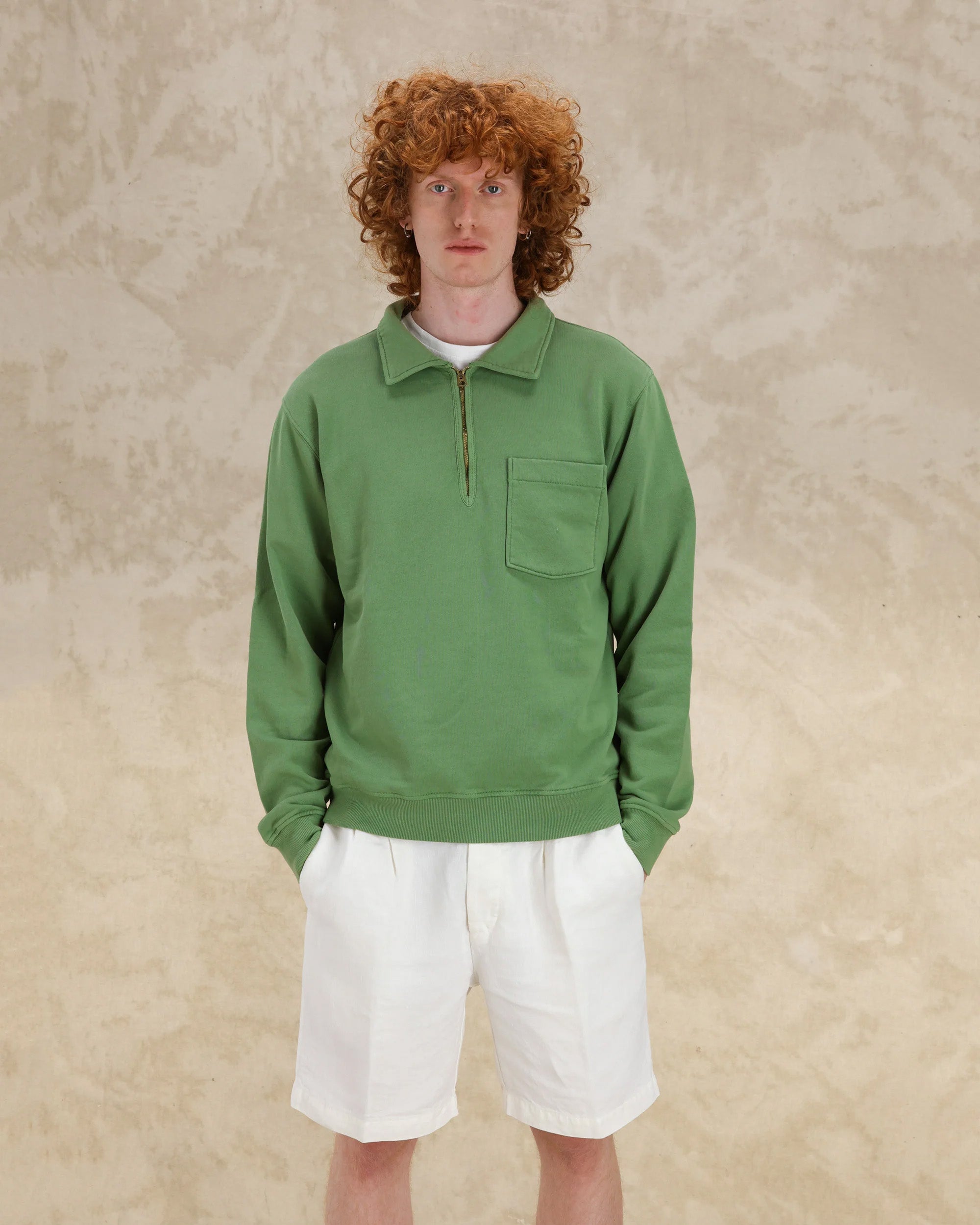 Yale Felpa In Jersey Garzato Con Colletto E Zip