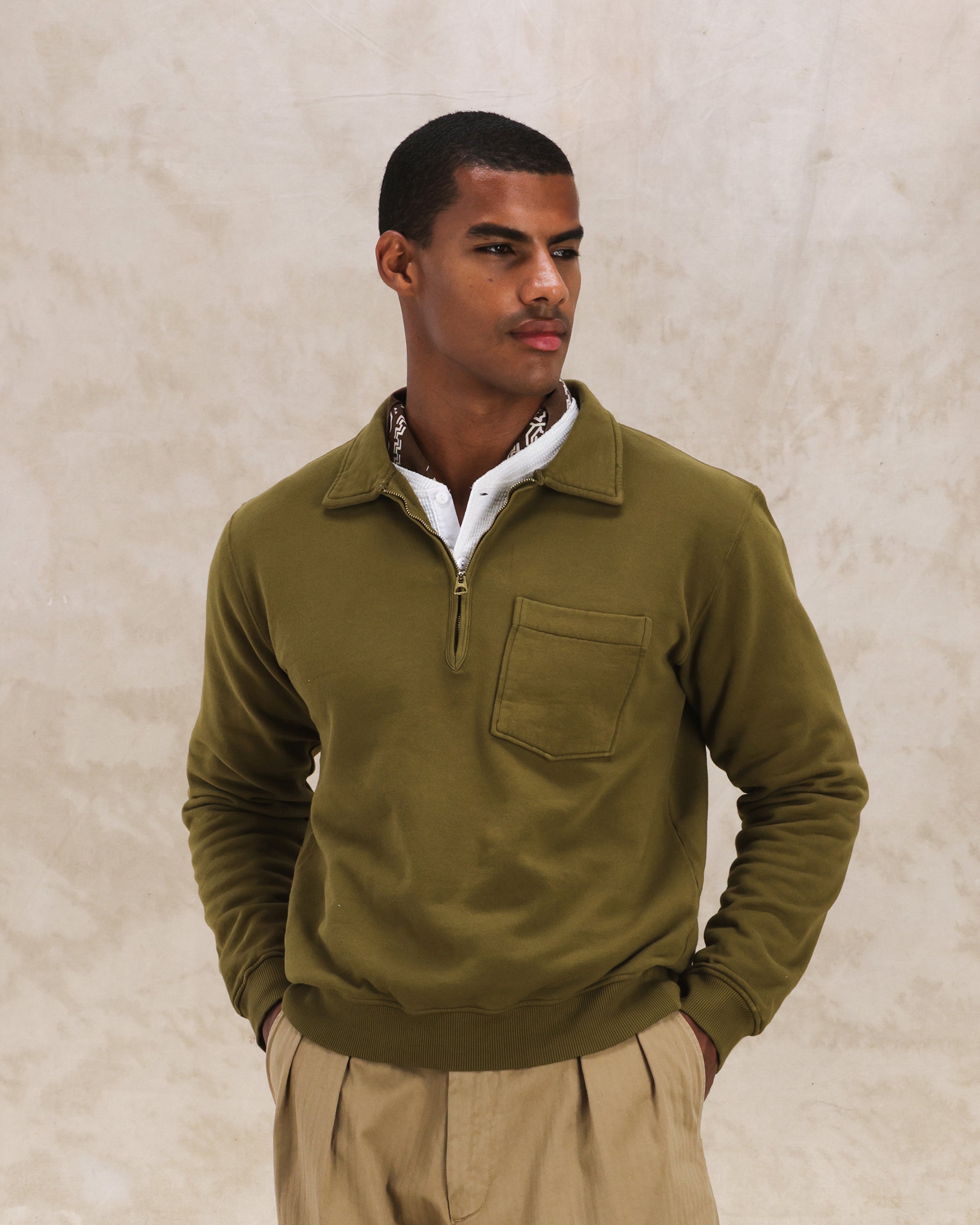 Yale Felpa In Cotone Felpato Con Colletto E Zip