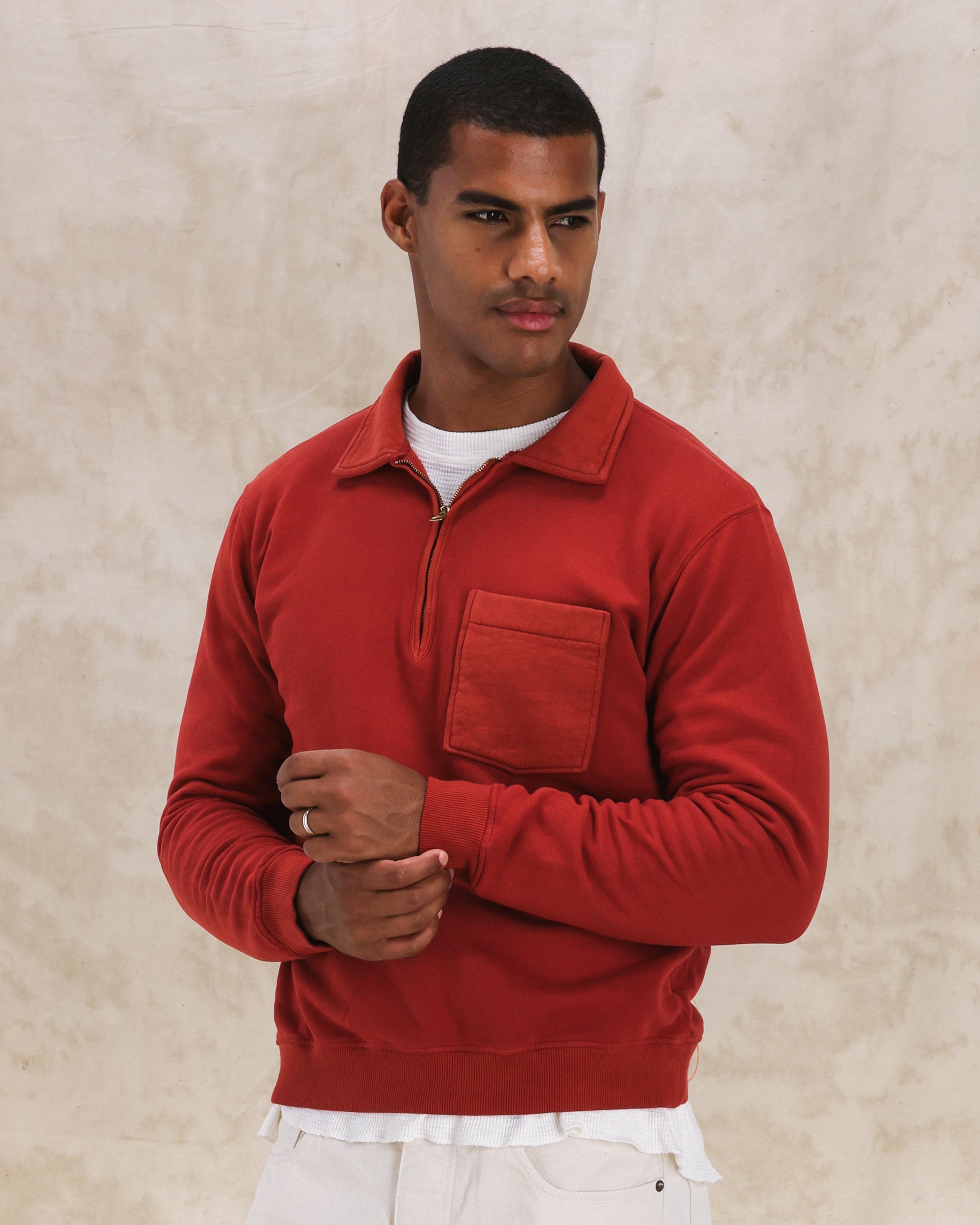 Yale Felpa In Cotone Felpato Con Colletto E Zip