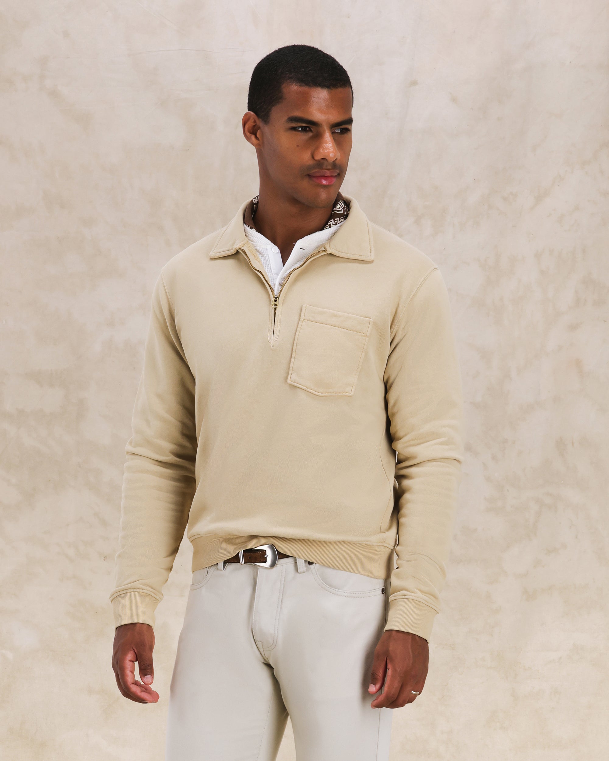 Yale Felpa In Cotone Felpato Con Colletto E Zip