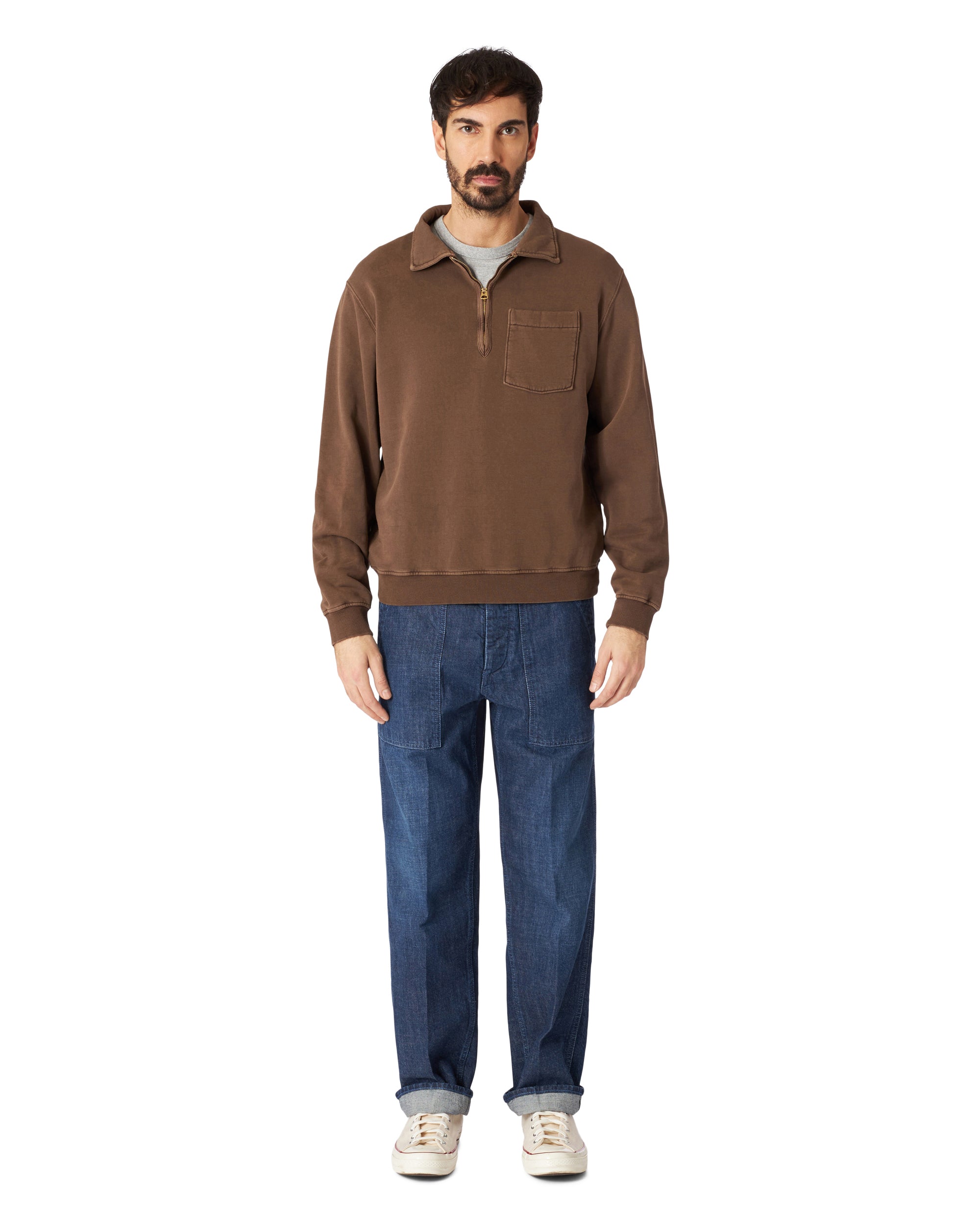 Yale Felpa In Cotone Felpato Con Colletto E Zip