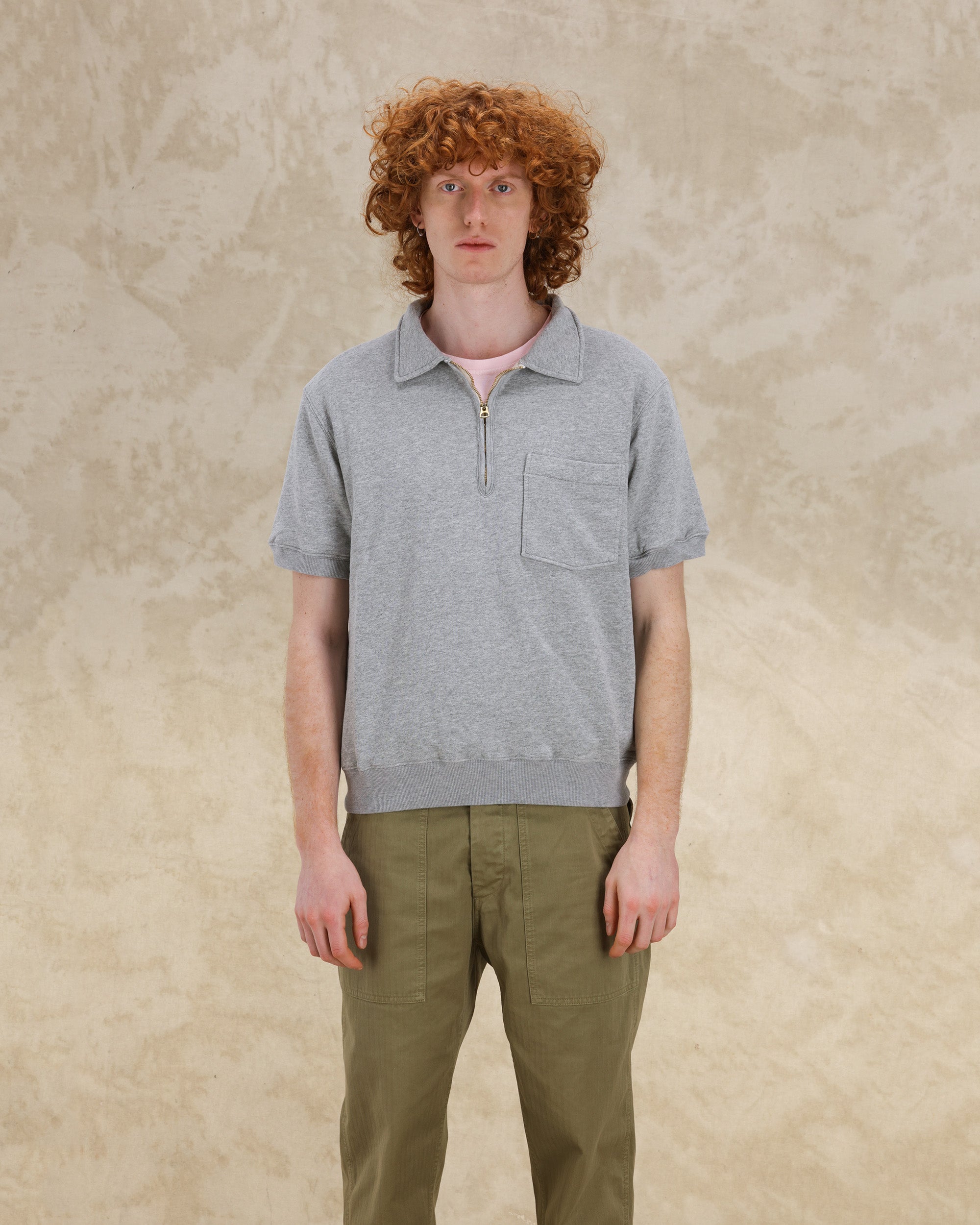 Yalepm Polo In Jersey Garzato Con Zip a Maniche Corte